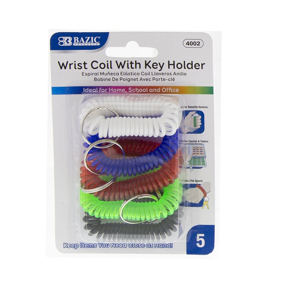 Wrist Coils with Key Holder - 5 Pack Assorted Colors 1