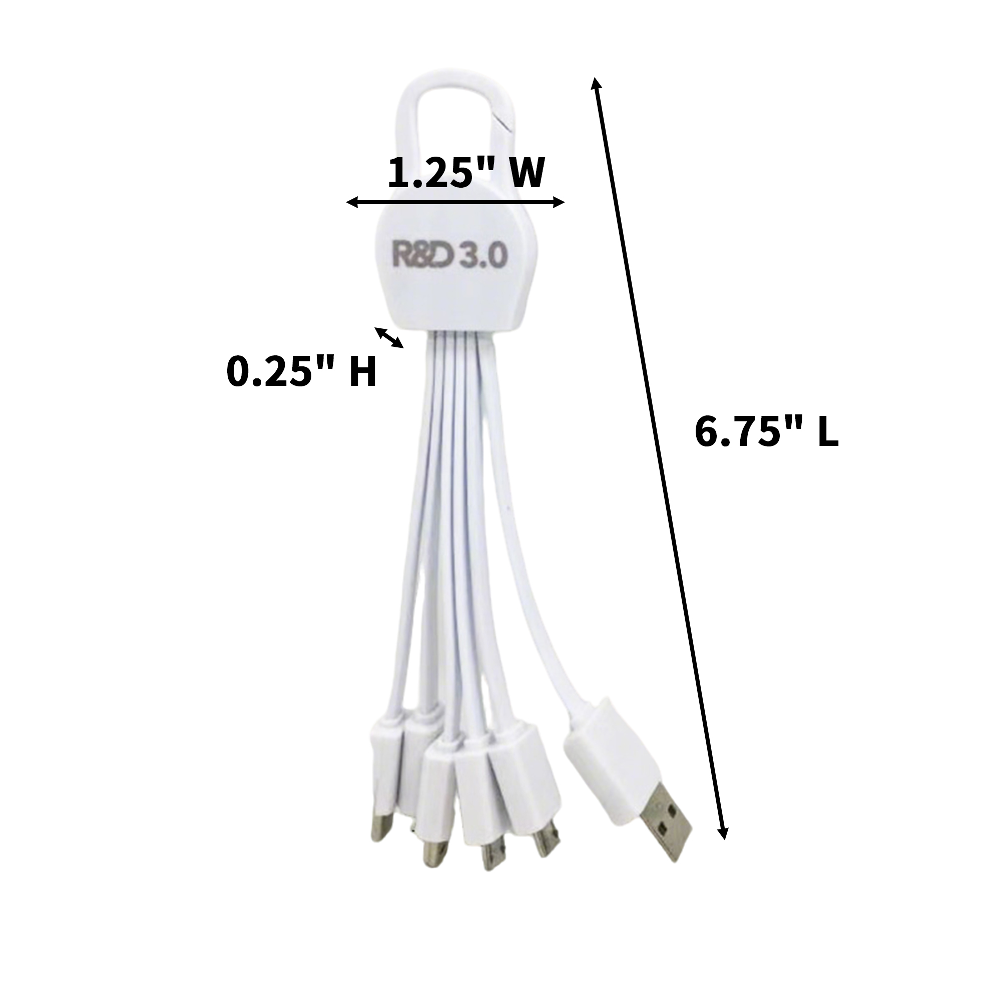 6" 1 USB Charging Cable With Key Buckle 6.75" 3