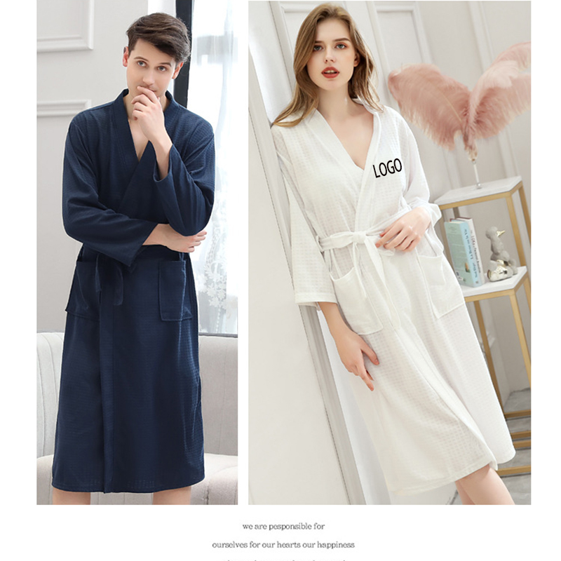 Women Men Waffle Bathrobes for Spring Summer 5