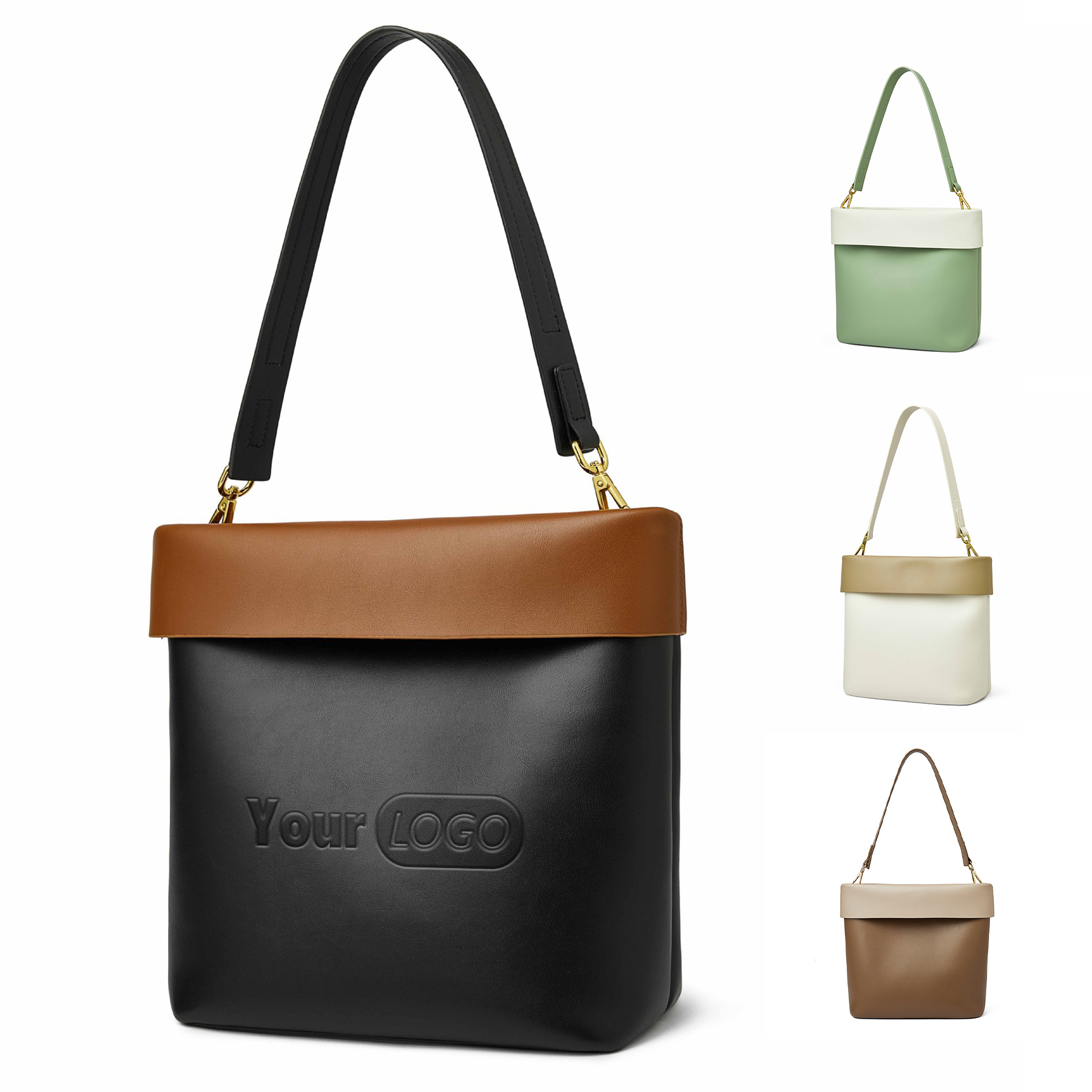 Genuine Leather Color-block shoulder commuter cross-body bag 2