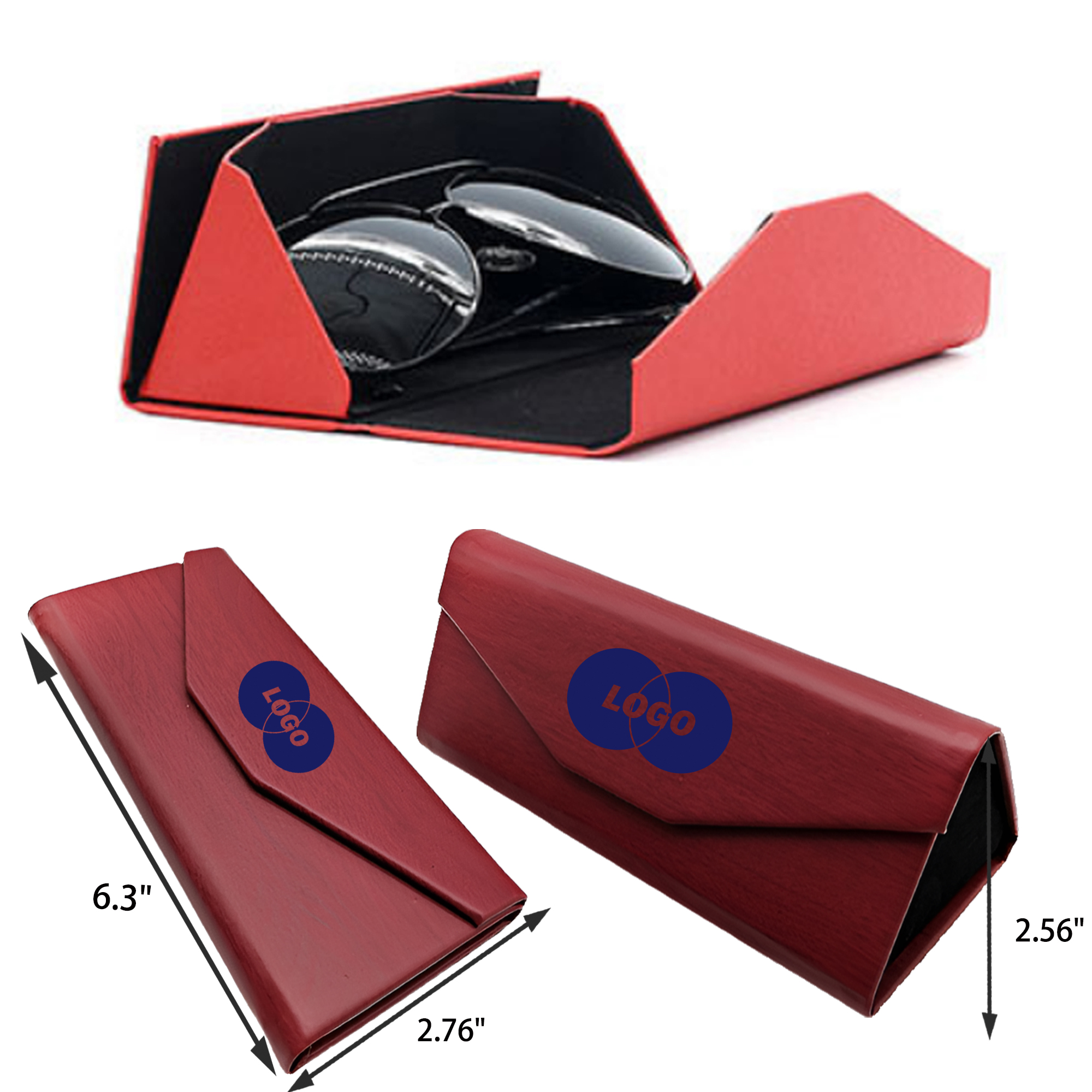 MOQ 50 PCS Versatile Foldable Leather Eyeglasses Case 5