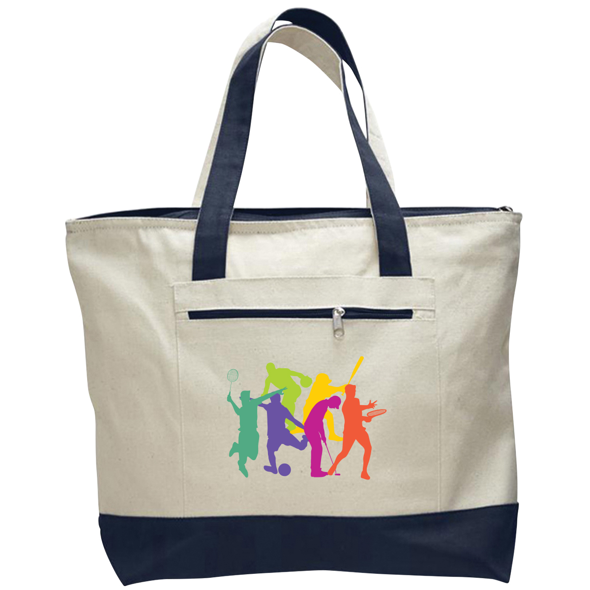 DailyMate Heavy Canvas Zipper Tote Bag with Color Handles, custom tote bag with logo imprint 7