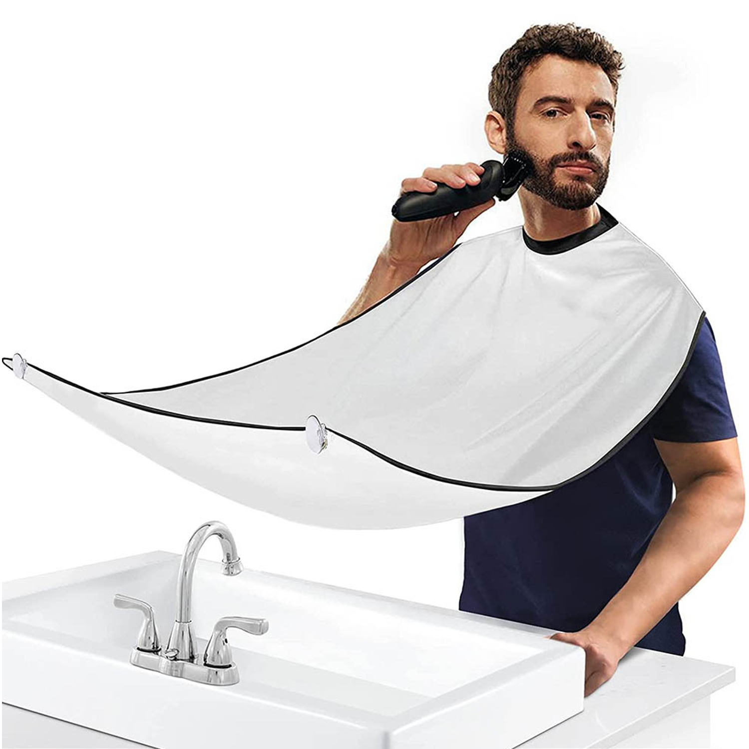 Beard Trimming Catcher Bib with 2 Suction Cups 4