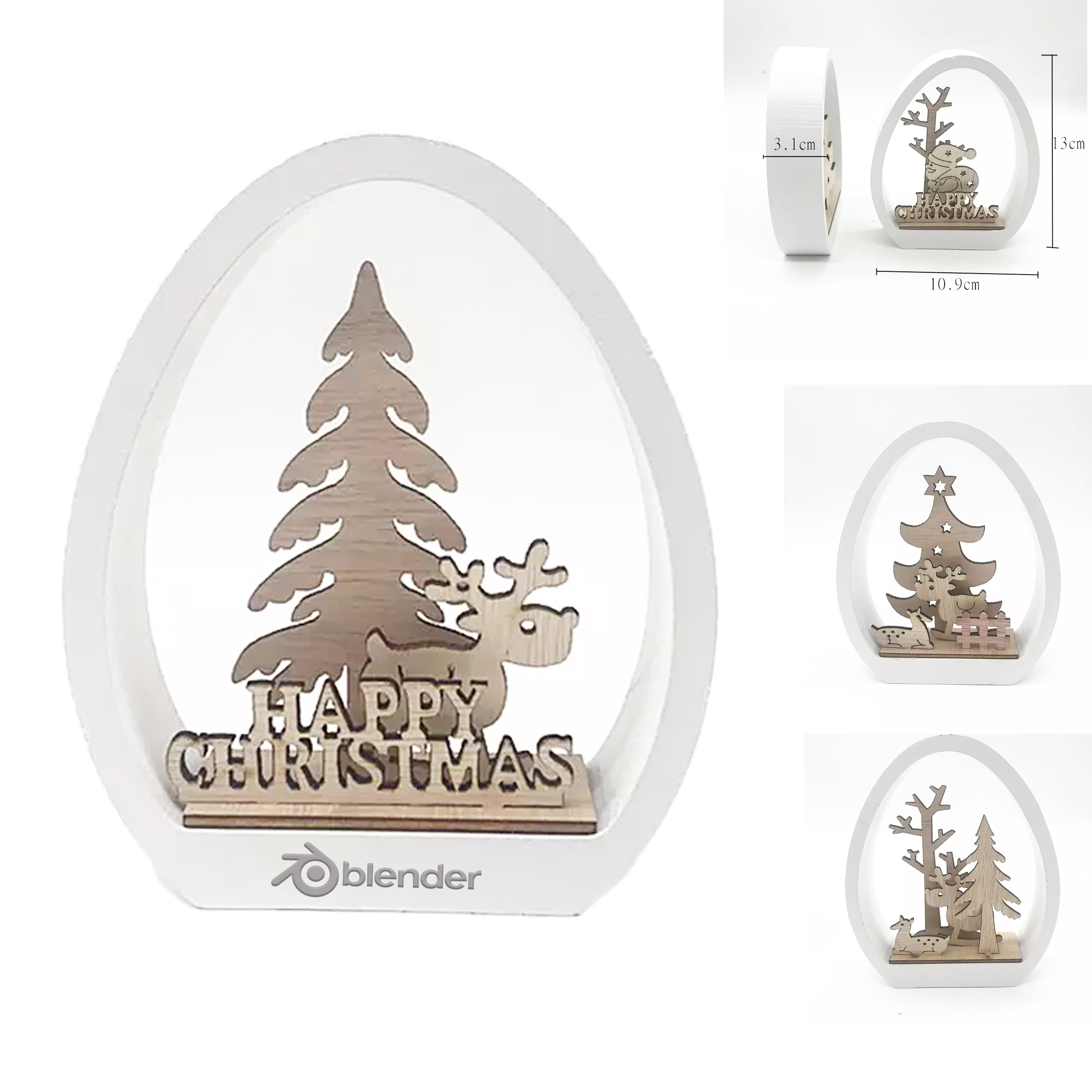 Layered Woodland Christmas Egg Ornament 6