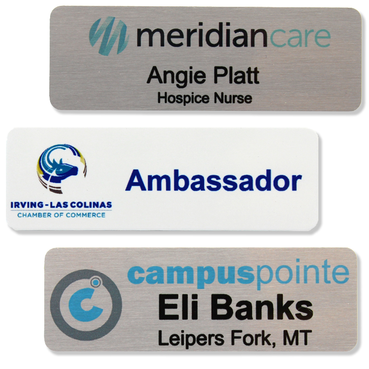 The Athena full color metal name badge 1"x3" 5