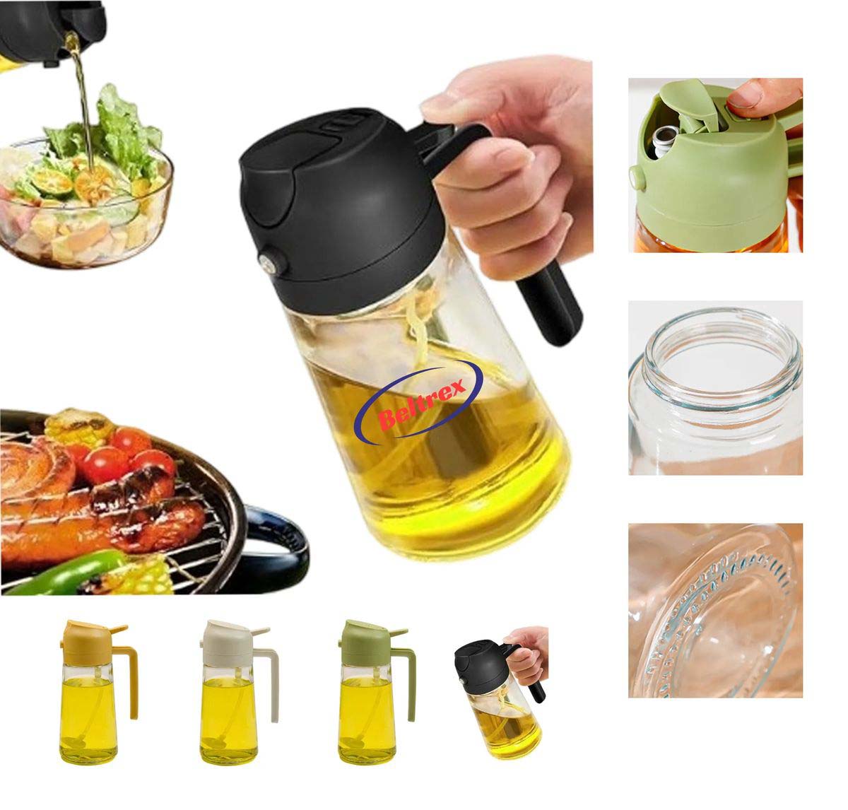 15oz Oil Dispenser Bottle with Spray and Pour Design 3