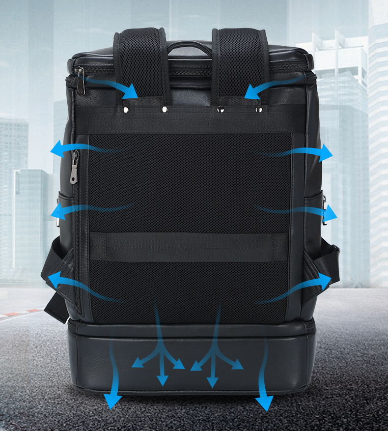 Leather Backpack Casual Travel Daypack with Shoe Compartment 2
