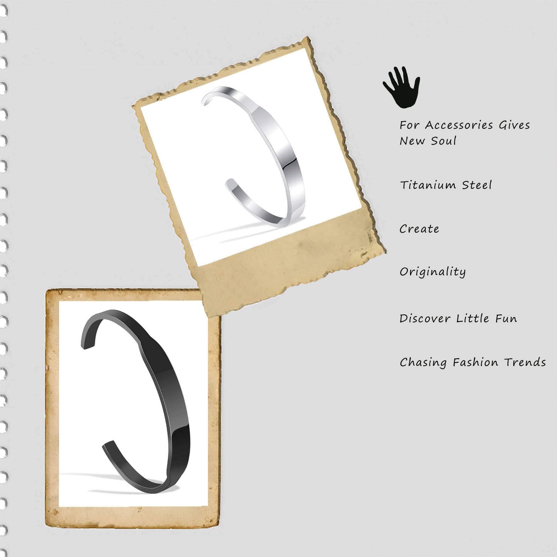 Titanium Steel Engraved Open Bracelet 5