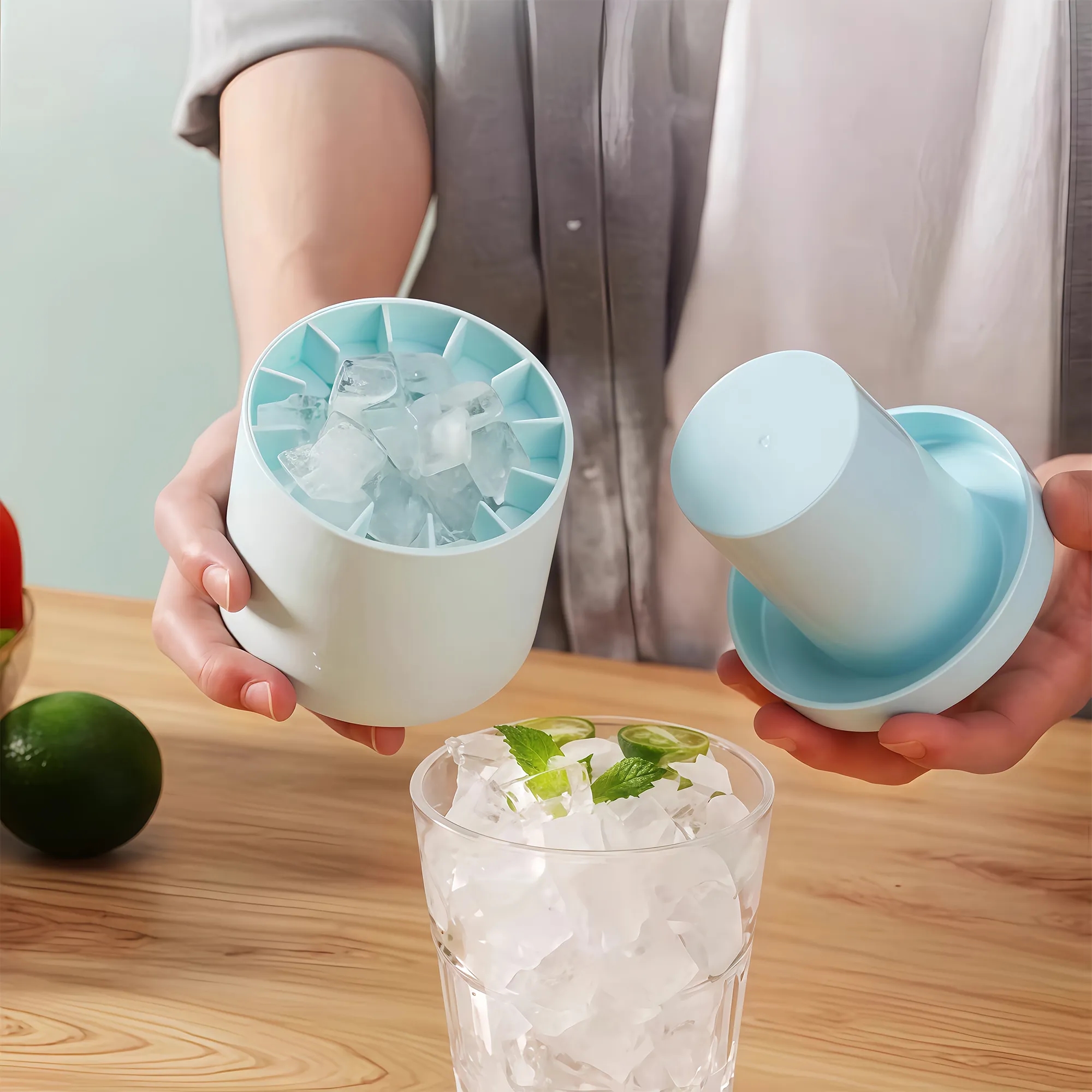 3D Cylindrical 40-cell Silicone Ice Cube Cup 3