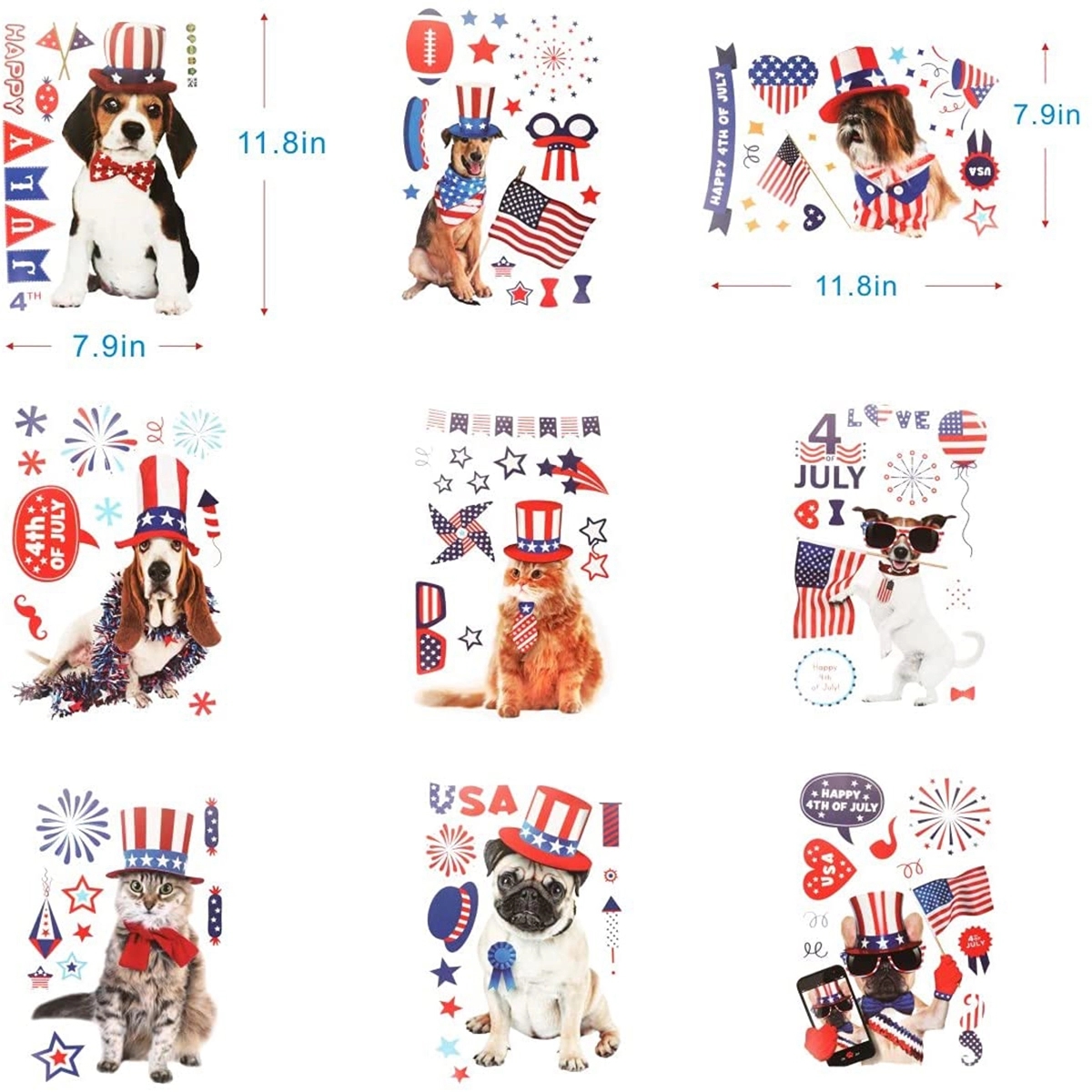 4th of July Window Clings Stickers - for Independence Day 5
