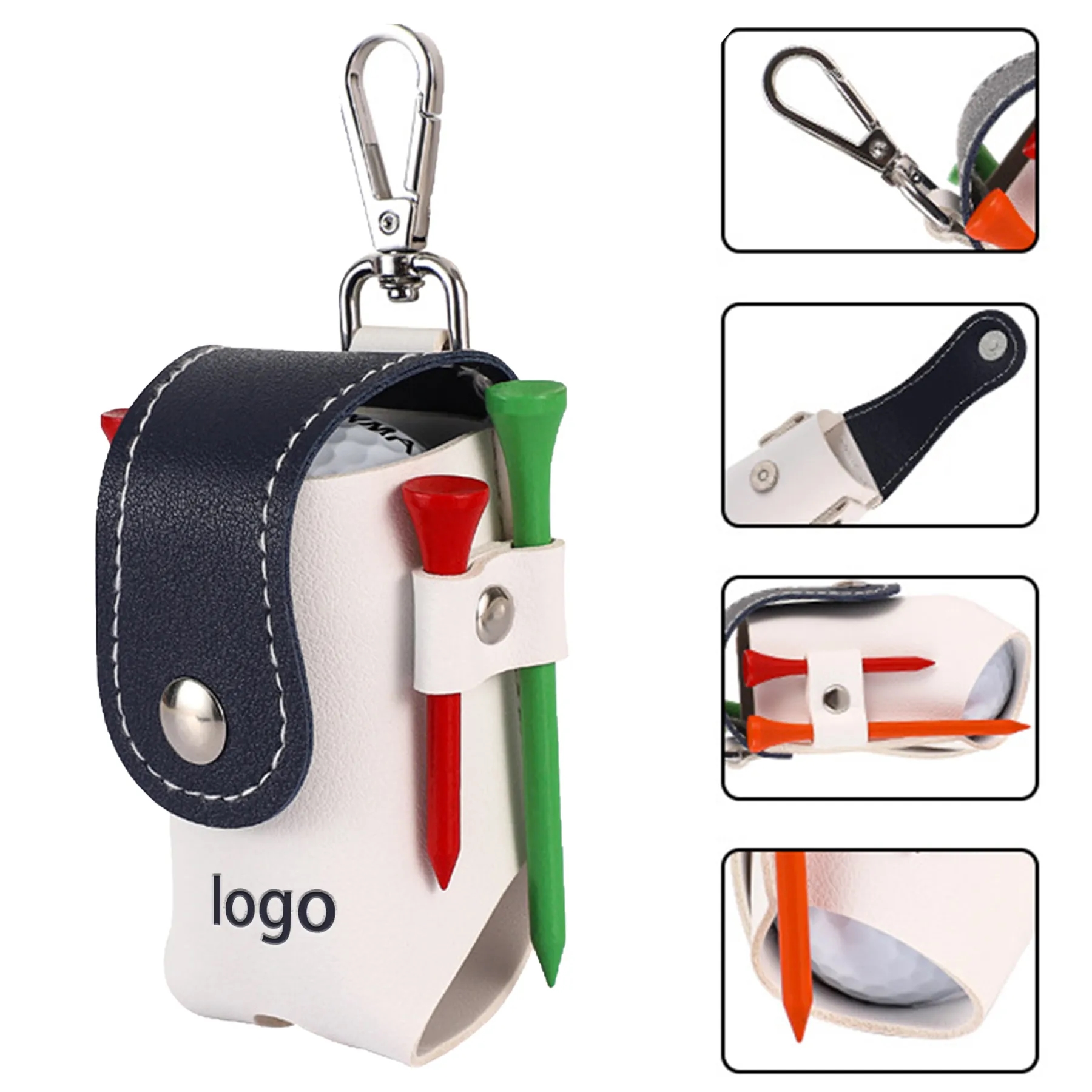 Color matching PU leather golf ball bag 2