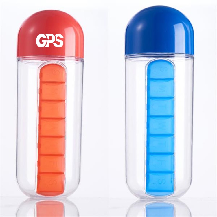 Water Bottle W/7 Compartments Pill Box 4