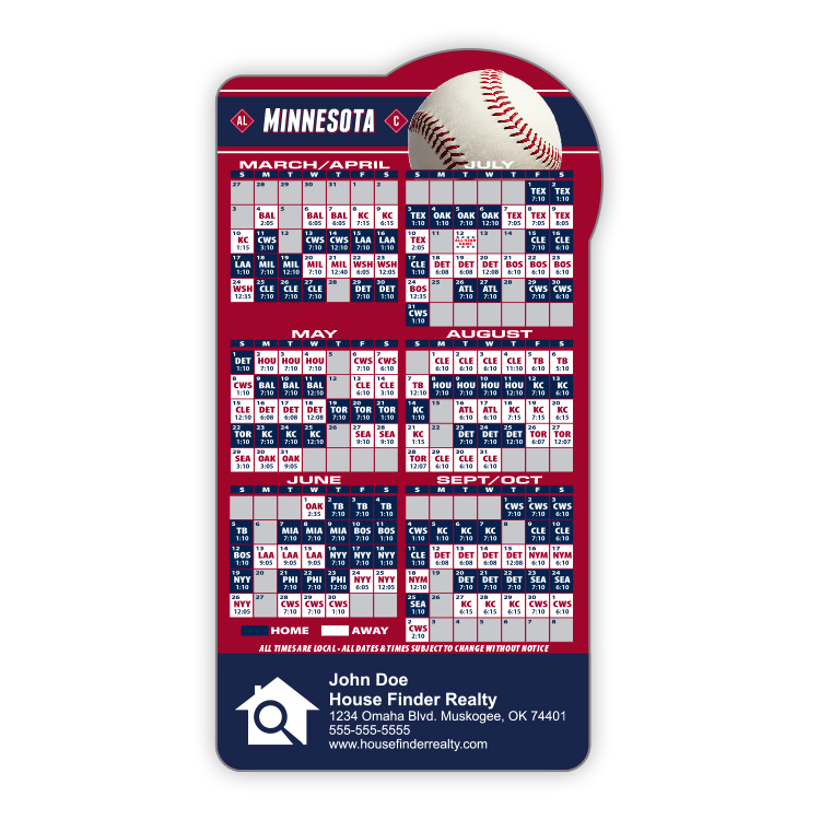 Magnet Sport Schedules - Baseball Shape (3.875x7.25) - 25 mil. 3