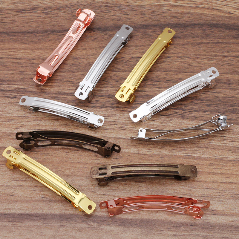 3 inchesMetal DIY Craft French Barrettes Snap Hair Clips Pins 2