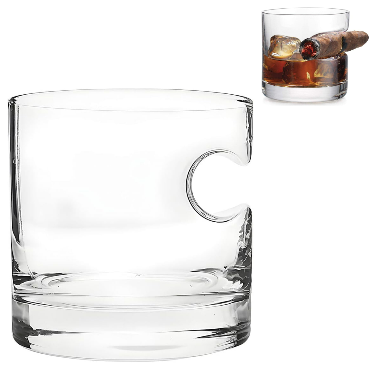 Square Retro Fashioned Whiskey Glass with Cigar Rest 4