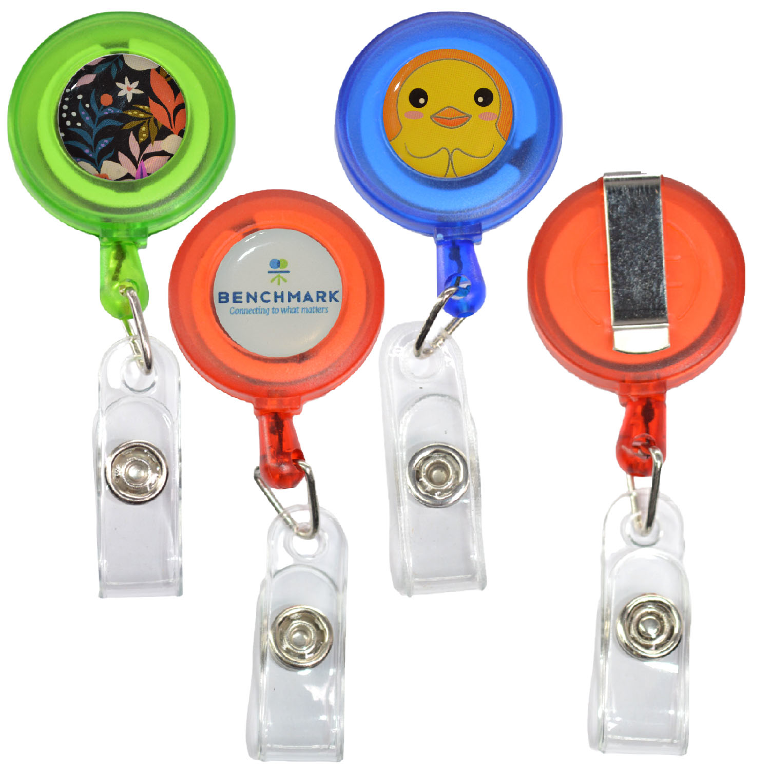 Transparent Retractable Round Badge Reel w/ Belt Clip 4