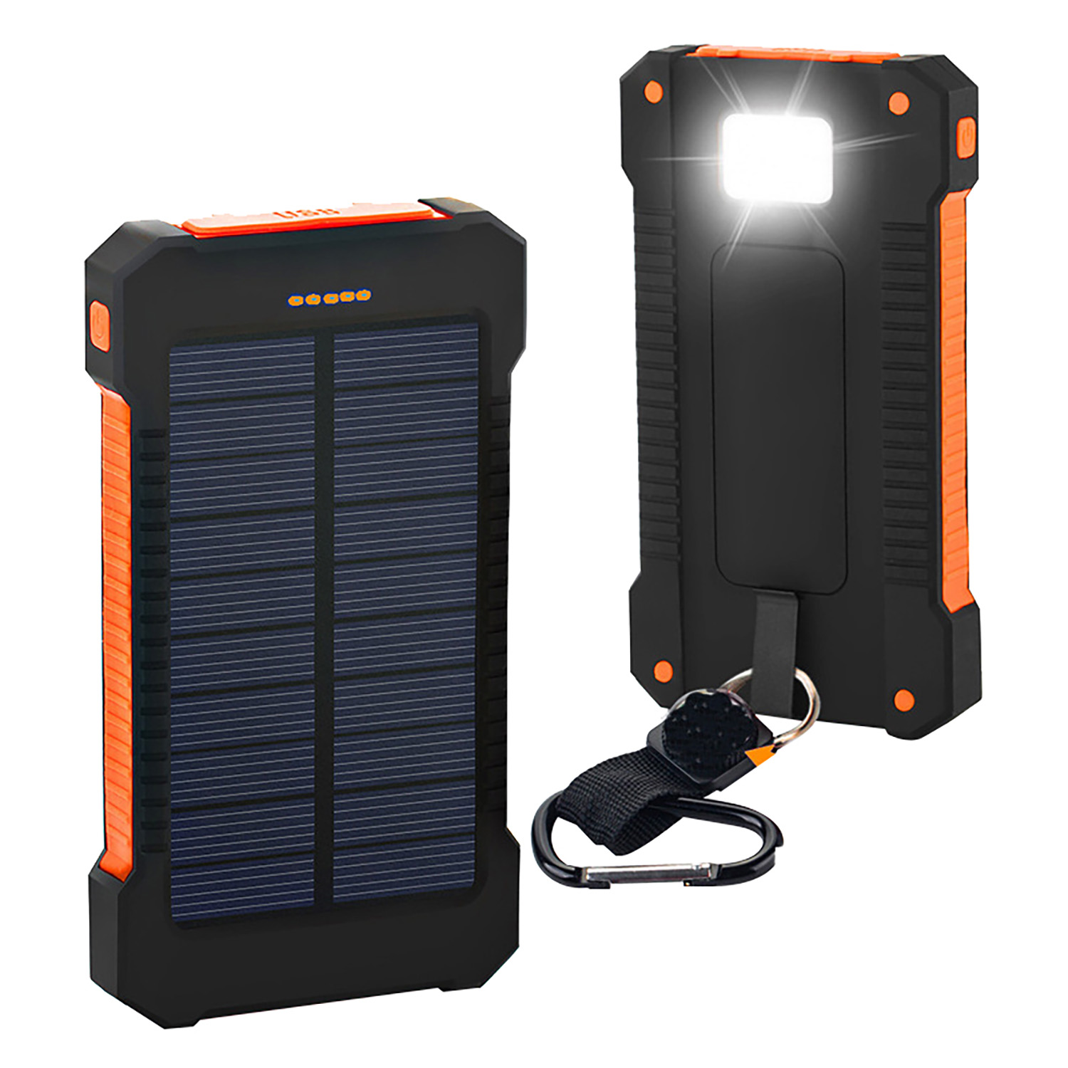 10,000 mAh Solar Dual Port Water Resistant Power Bank w/Compass & Carabiner 4