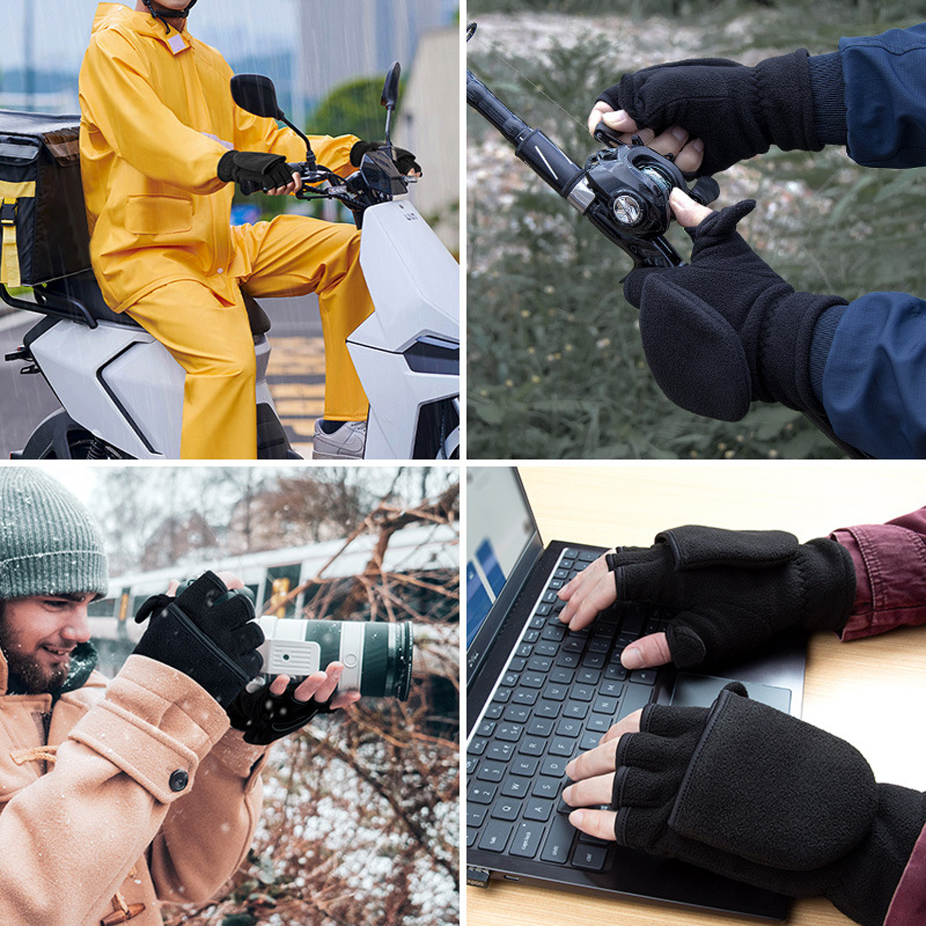 Winter Convertible Flip Top Warm Polar Fleece Gloves 3