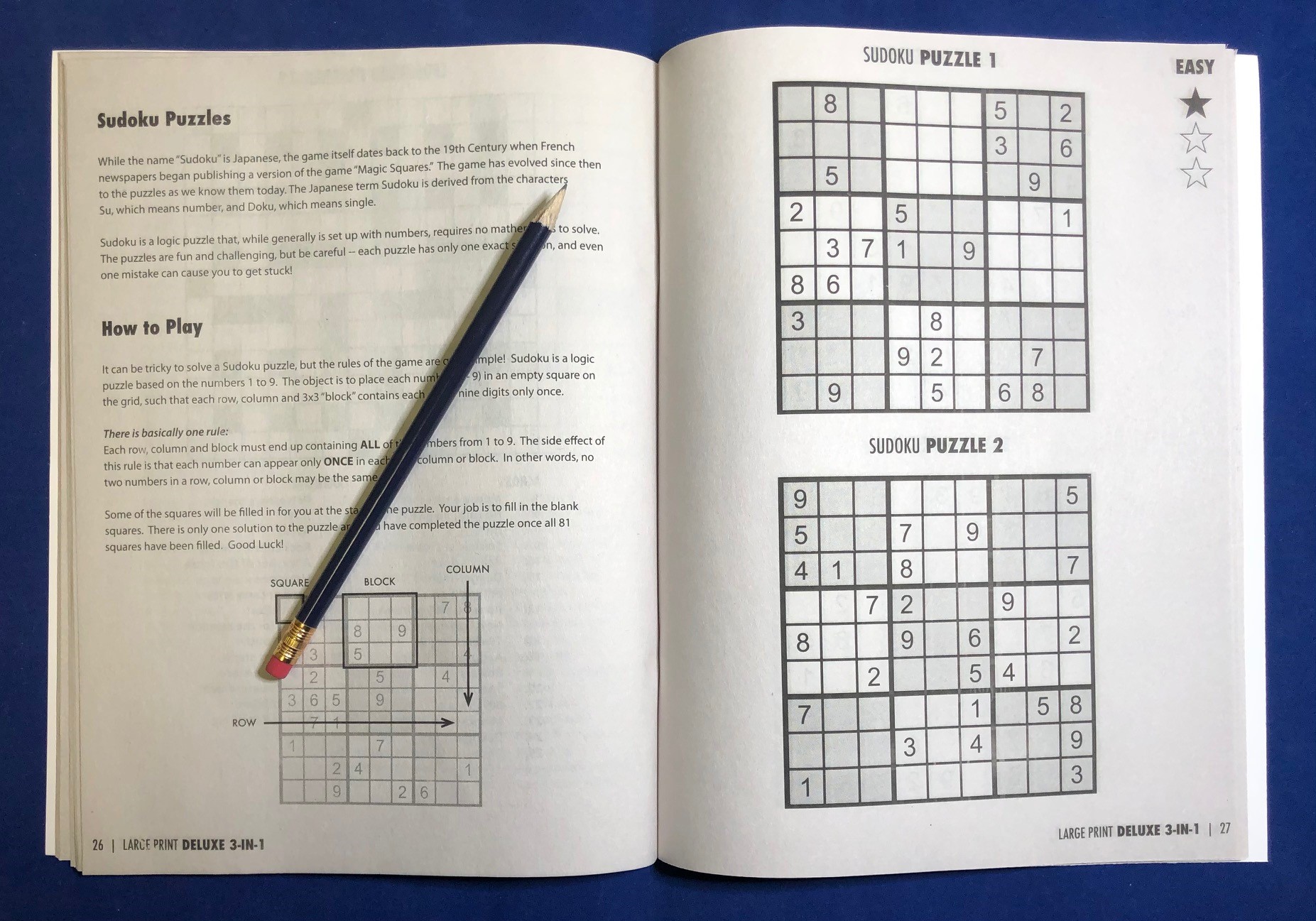 PUZZLE BOOK PACK - Deluxe Large Print 3-in-1 Puzzle Book Puzzle Pack 3