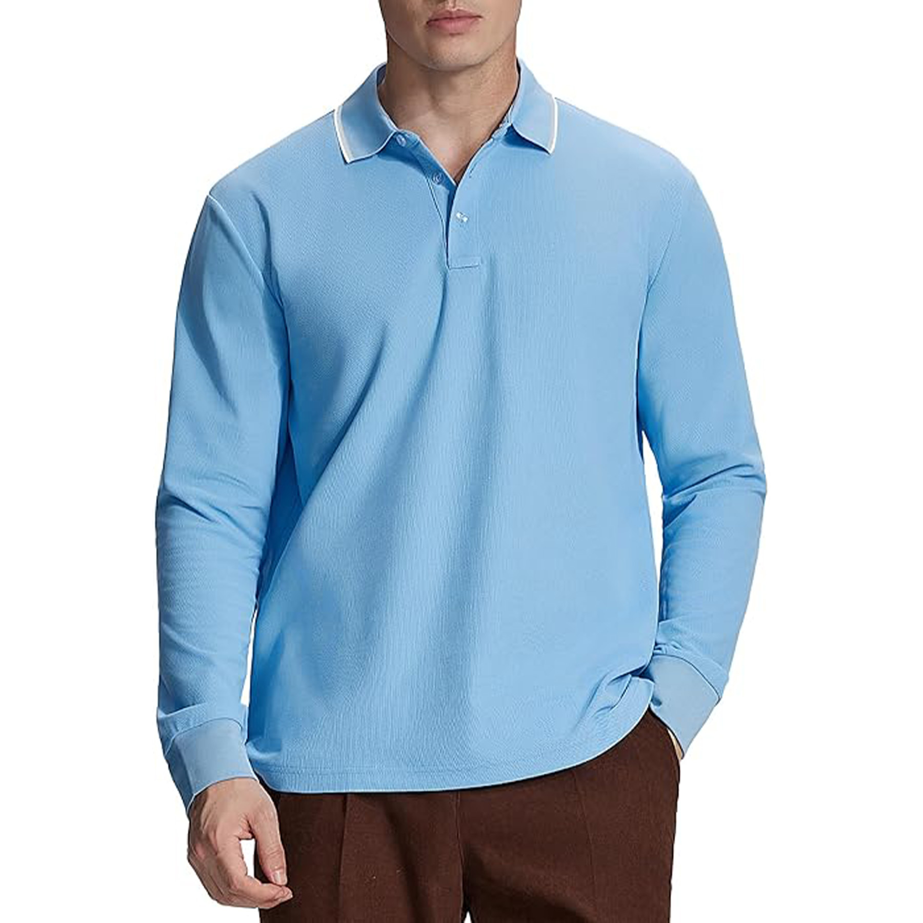 Classic Business Casual Long Sleeved Polo Shirt 12