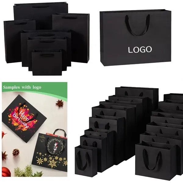 Large Black Paper Gift Bags with Handles 7