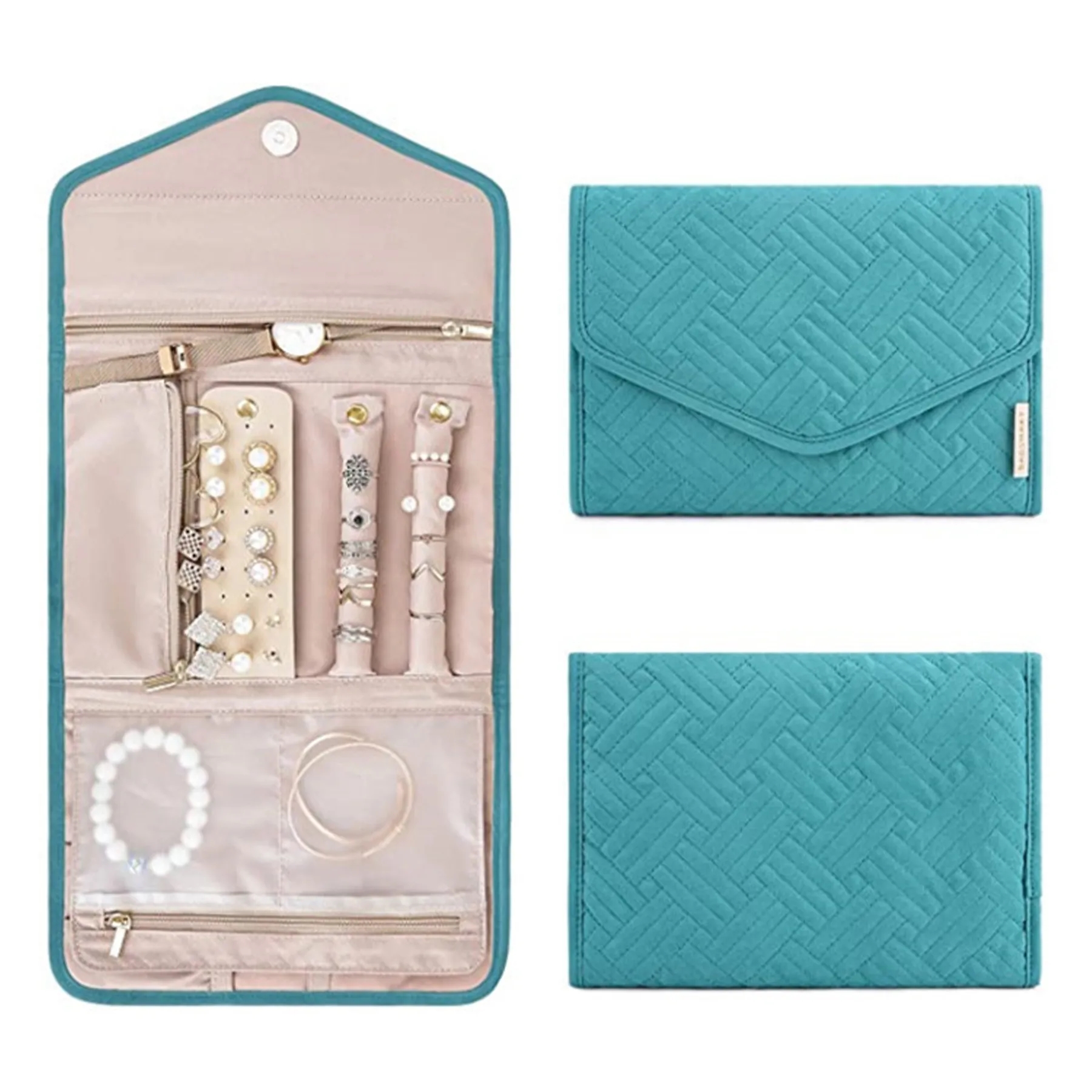 Travel Jewelry Organizer Roll Foldable Case 5
