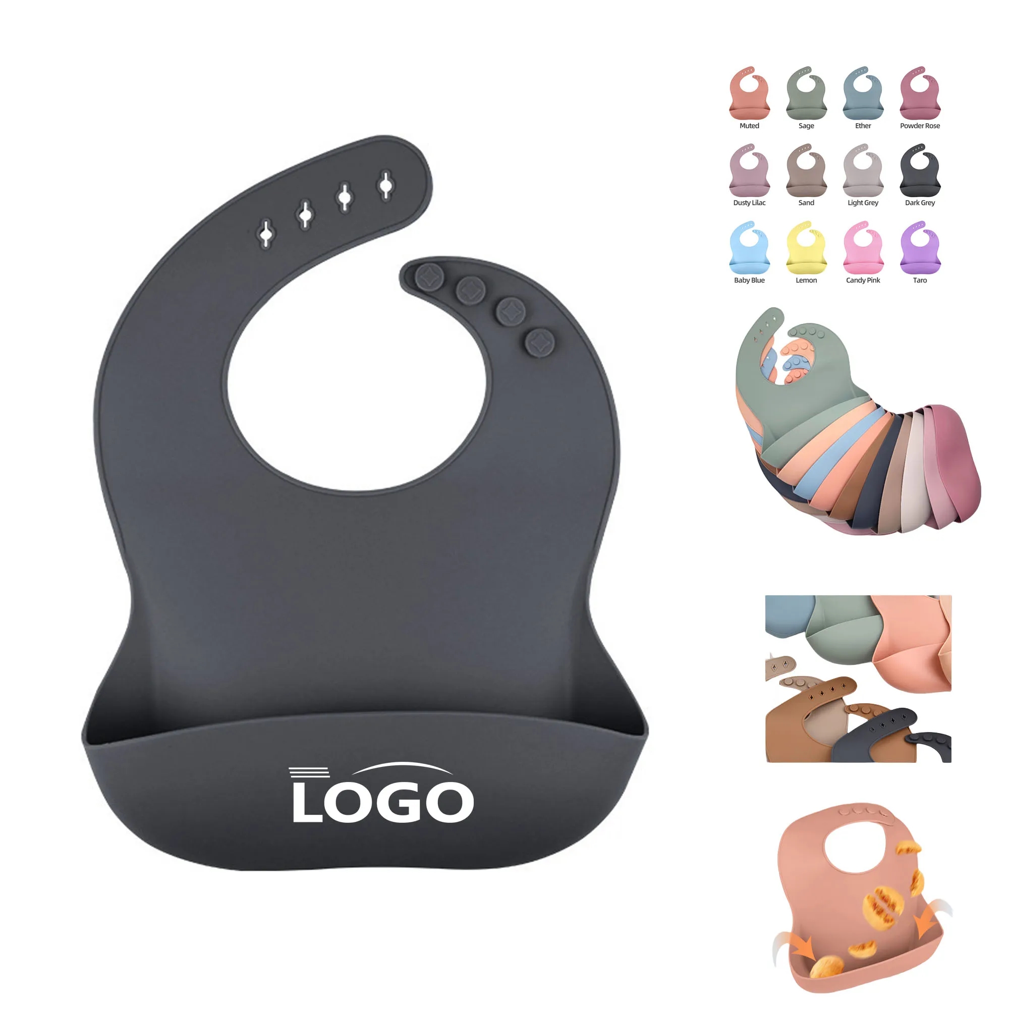 Durable Adjustable Silicone Baby Bibs 7
