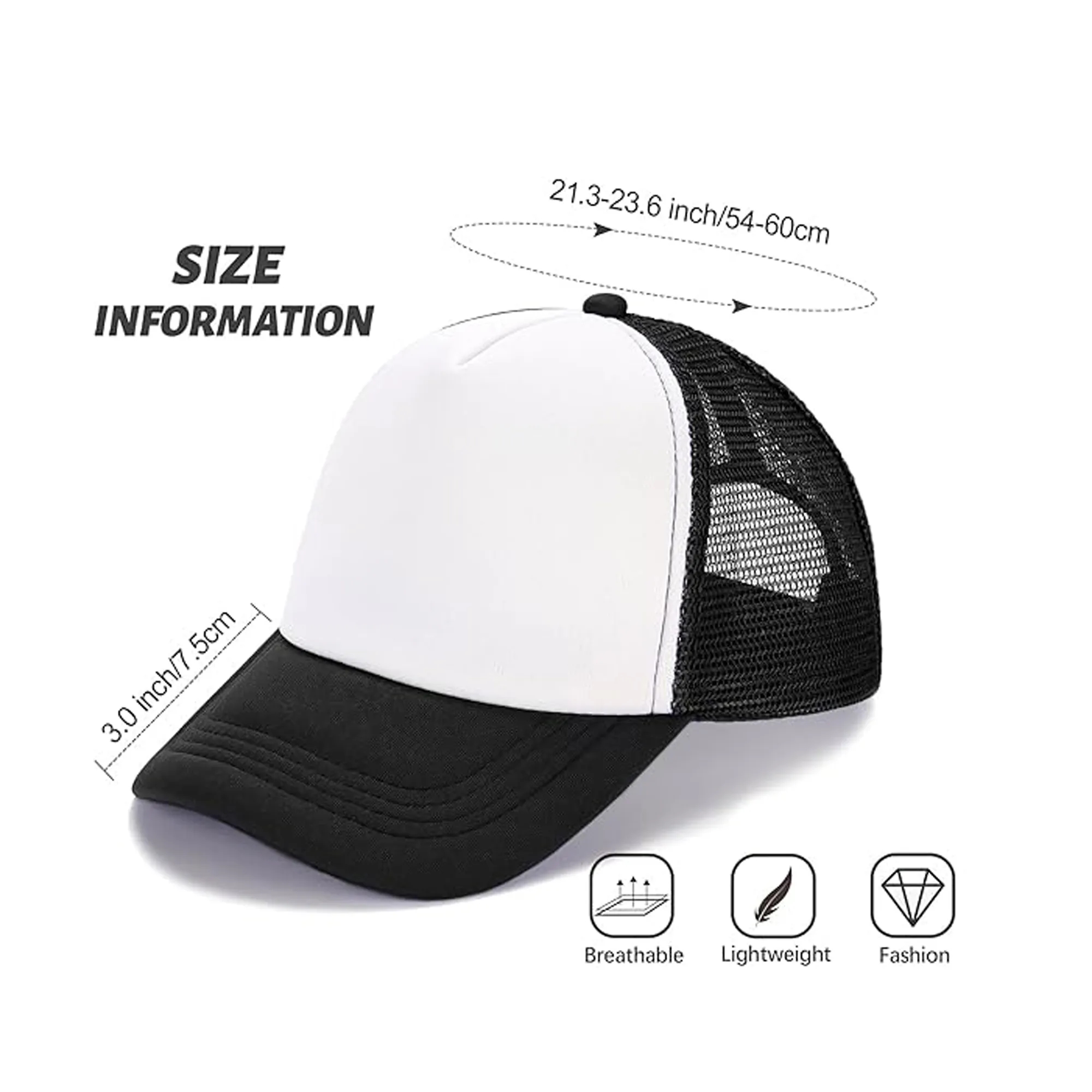 Adult Blank Trucker Hats Mesh Baseball Cap Adjustable 15