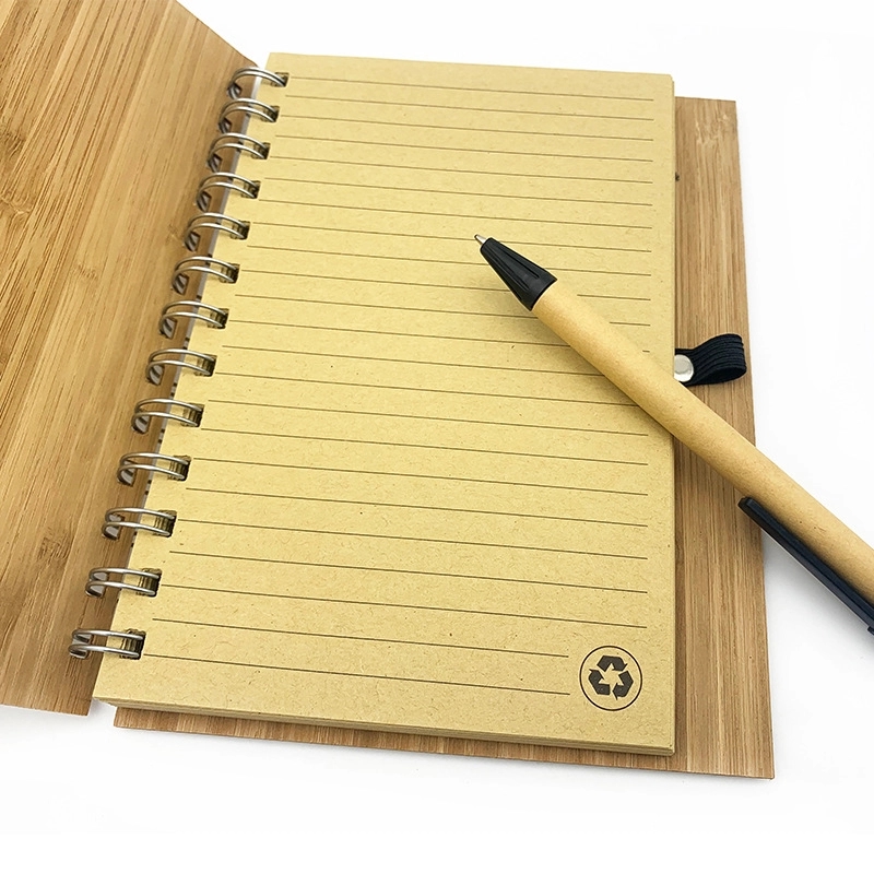 Eco-Friendly Natural Bamboo Cover Notebook With A Pen 1