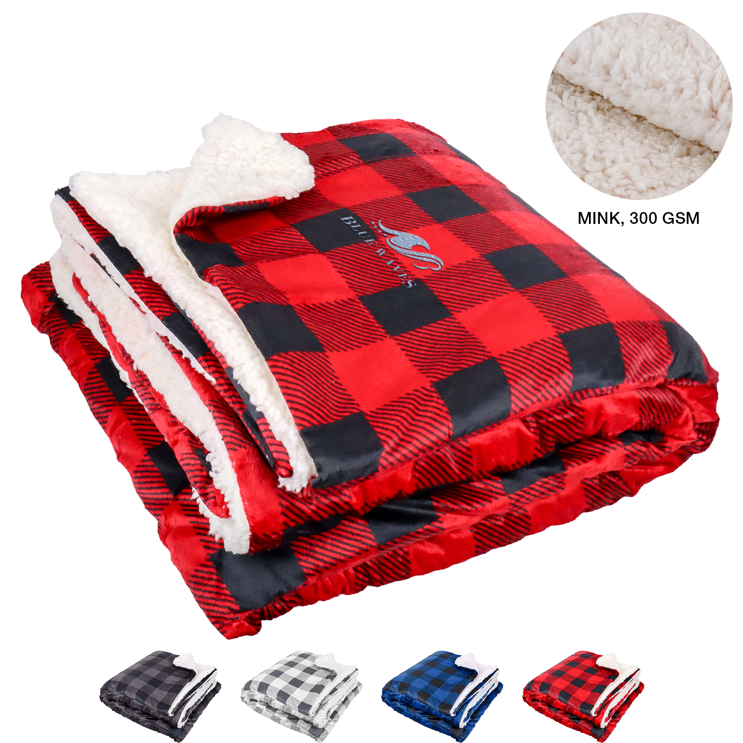 50"x 60" Mink Sherpa Blankets Plaid 3