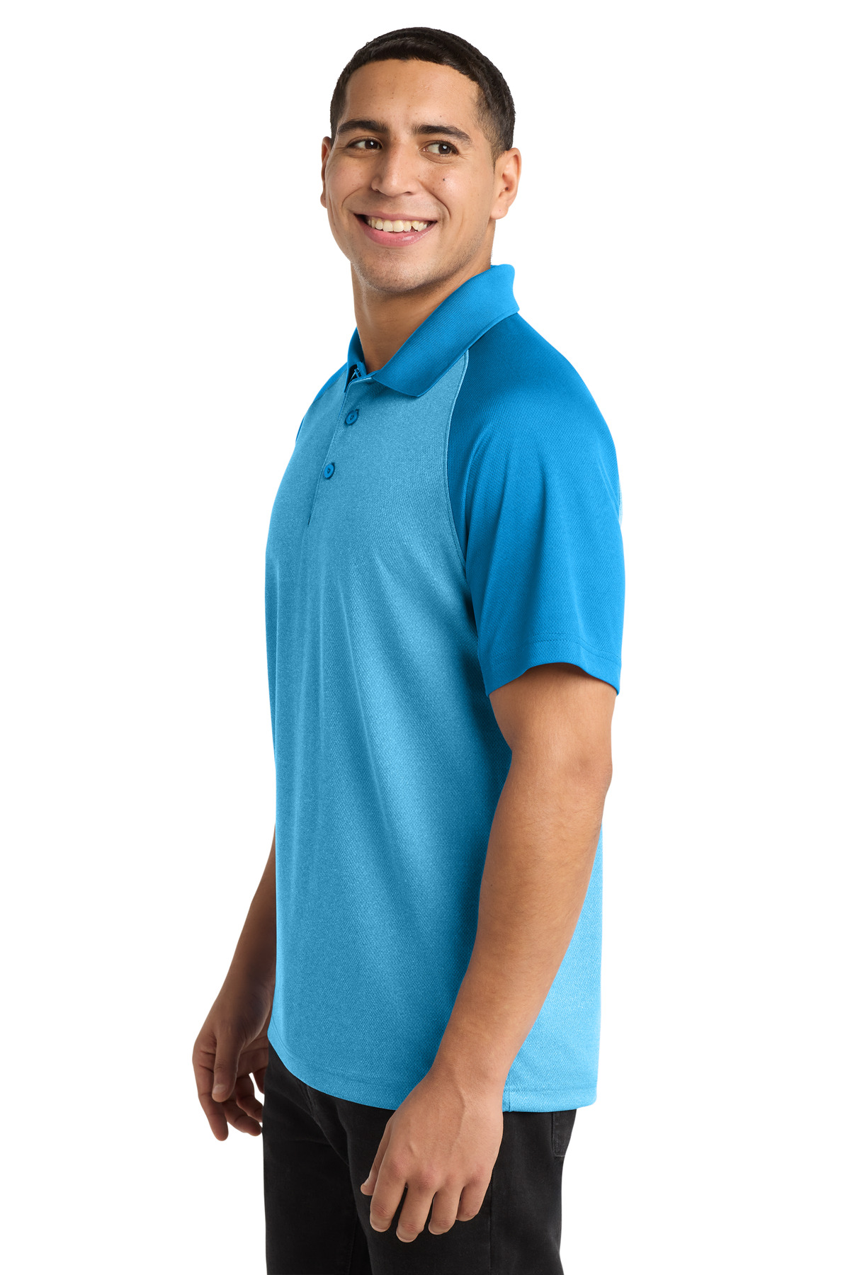 Sport-Tek PosiCharge RacerMesh Raglan Heather Block Polo. ST641 12