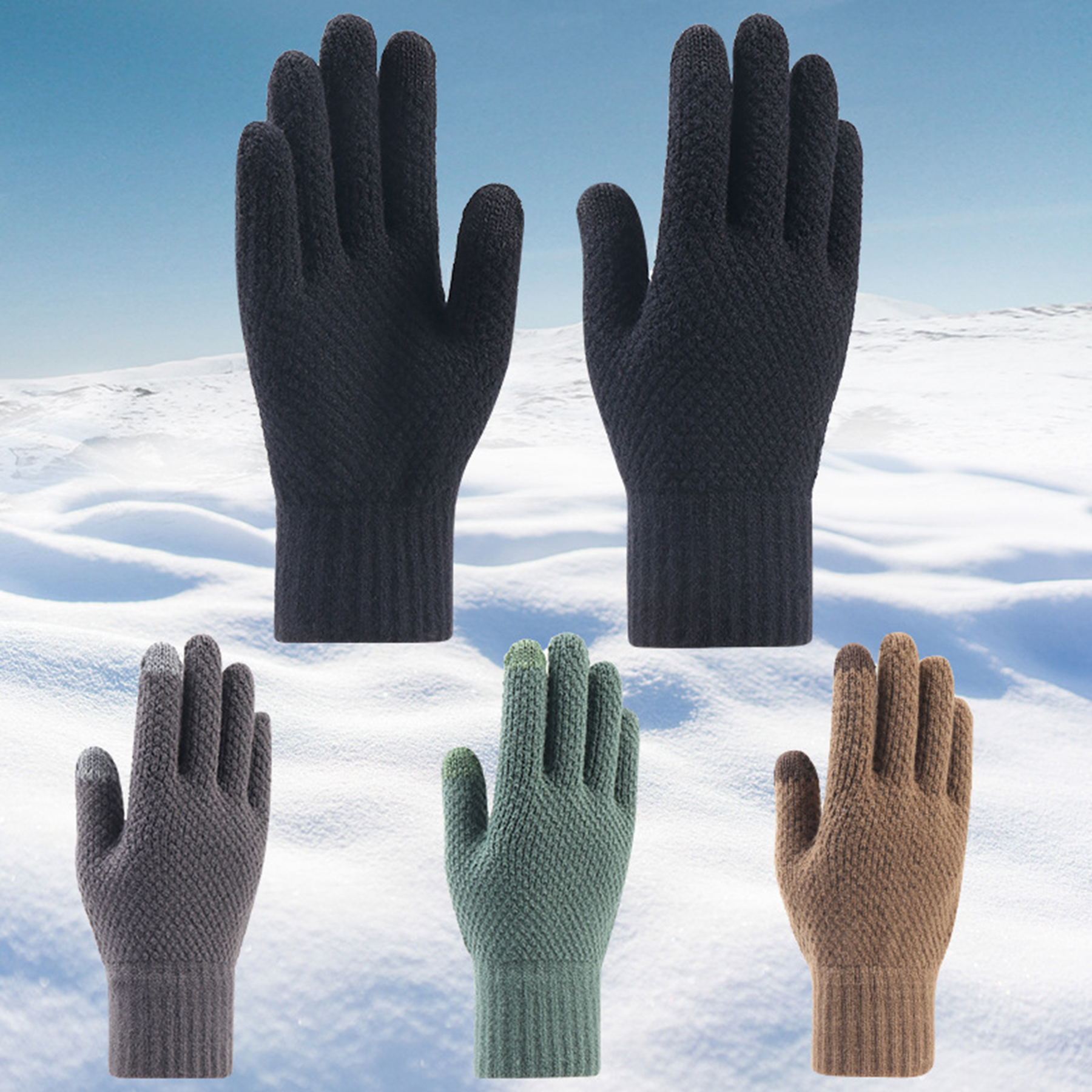 Winter Touchscreen Warm Fleece Lined Knit Gloves 4