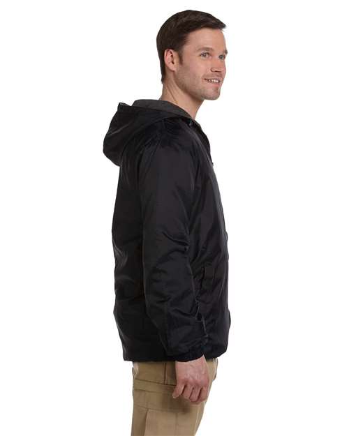 Fleece Lined Nylon Hooded Jacket