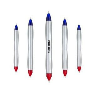 Blue Red Dual Tip Silver Pen 2