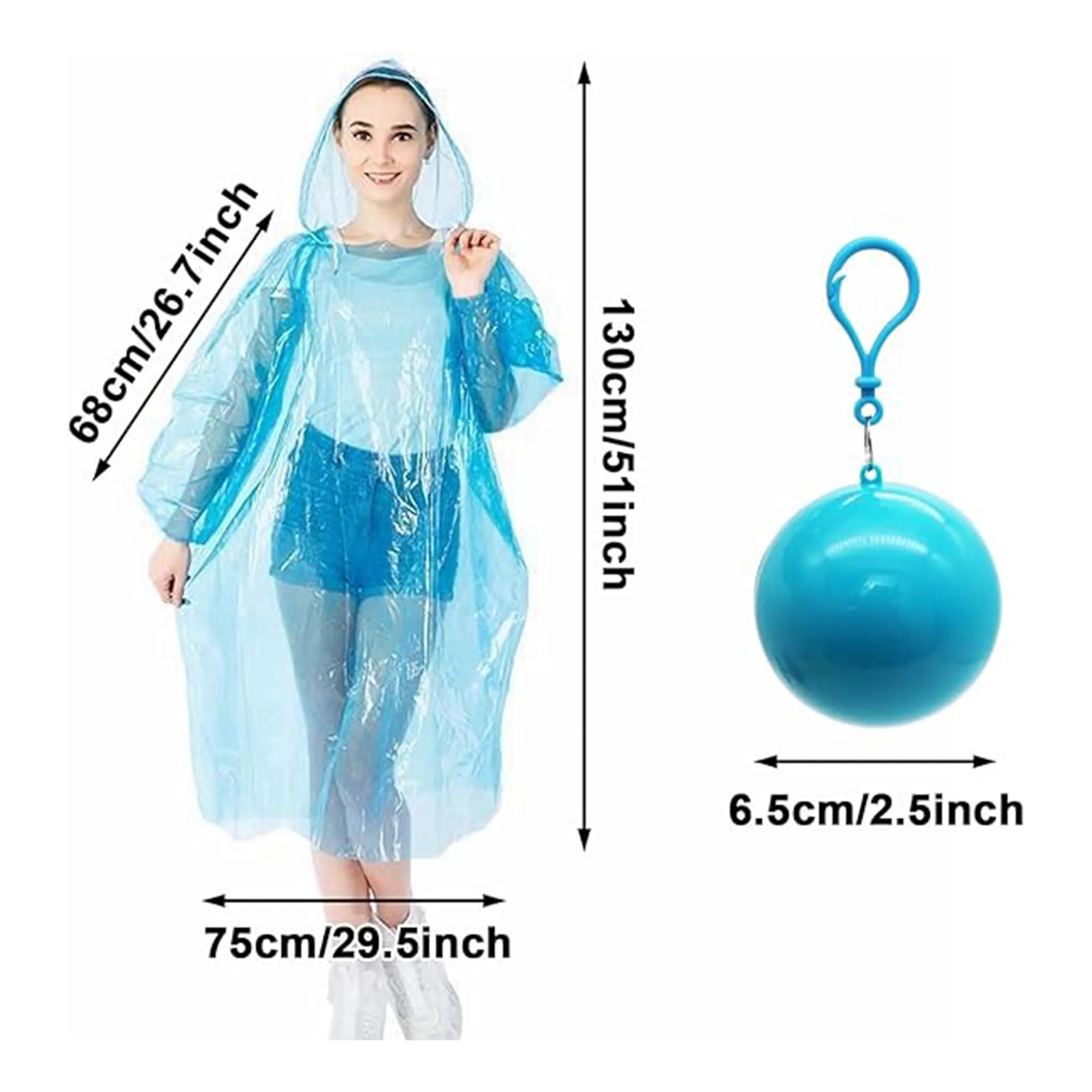 Disposable Portable Raincoat Poncho Ball Keychain 1