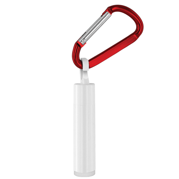 SPF 15 Lip Balm in White Tube with Hook Cap and Carabiner 5