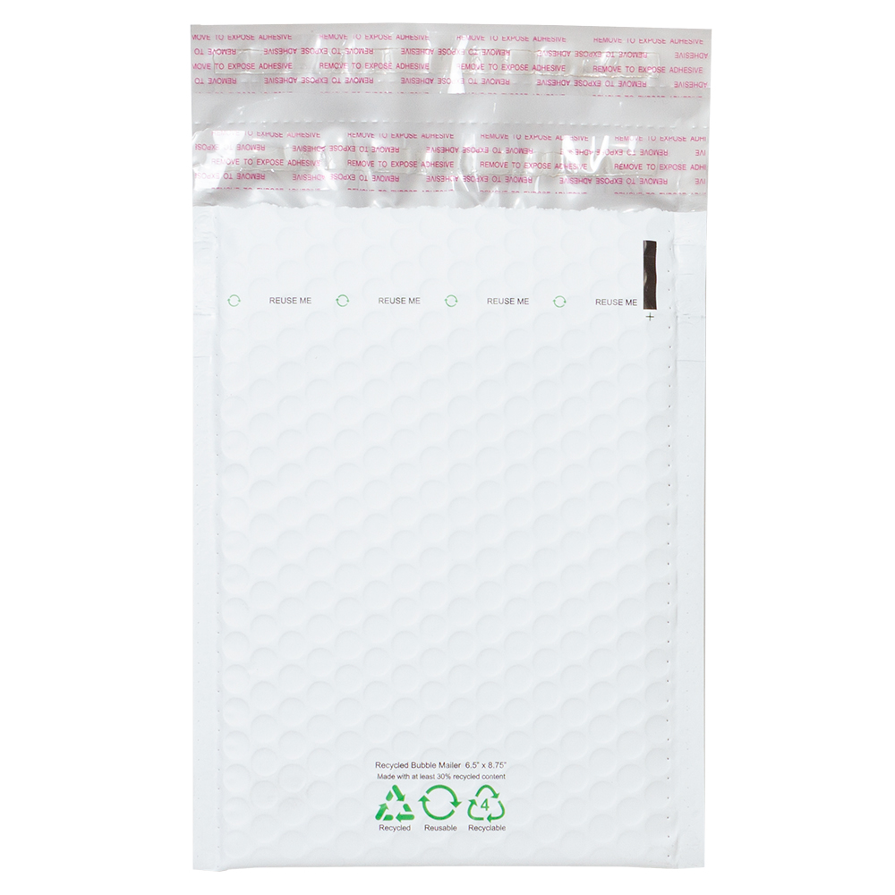 White Bubble Mailer - 100% Recyclable, 30% Recycled Material 2