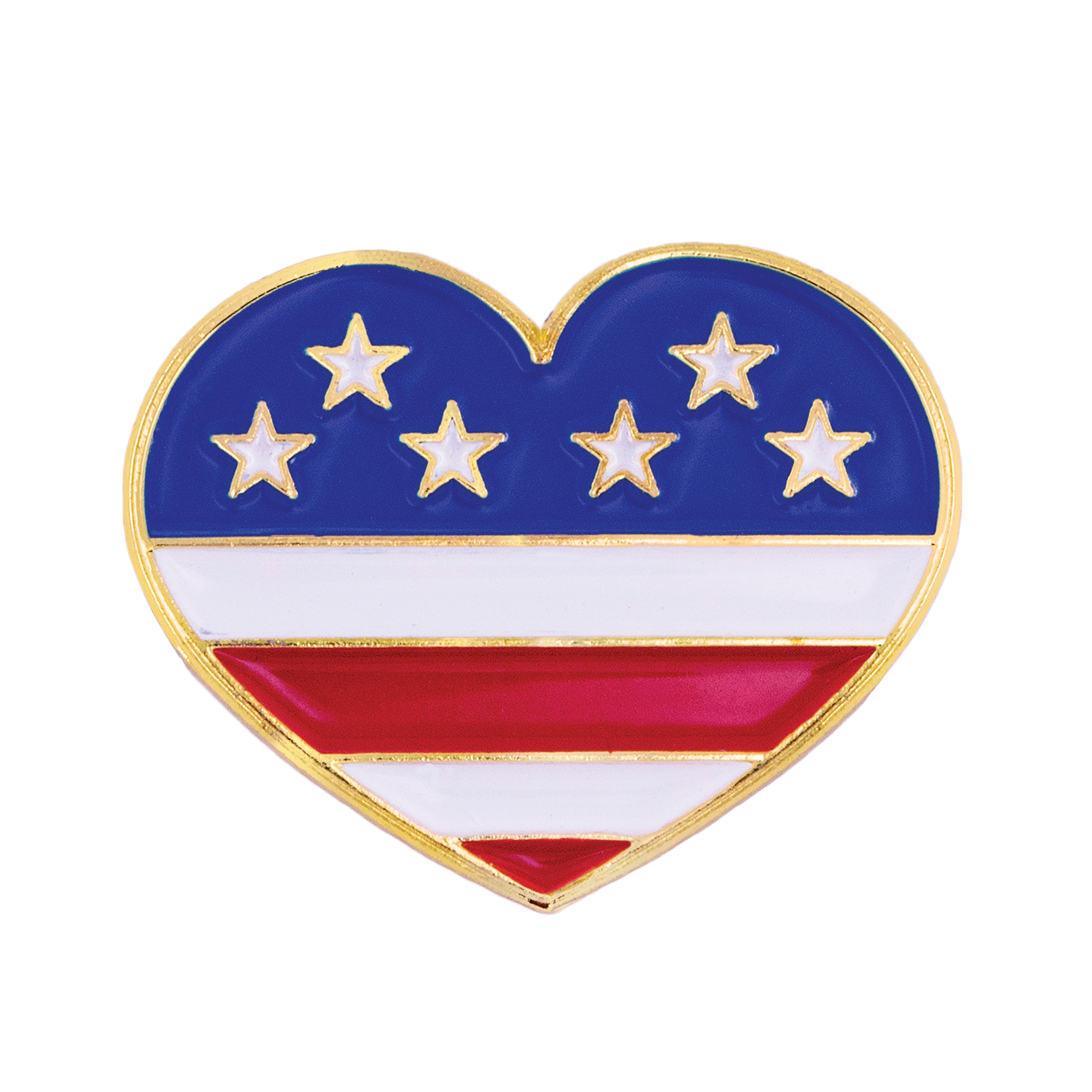Heart With American Flag - Die Struck Patriotic Lapel Pin 2