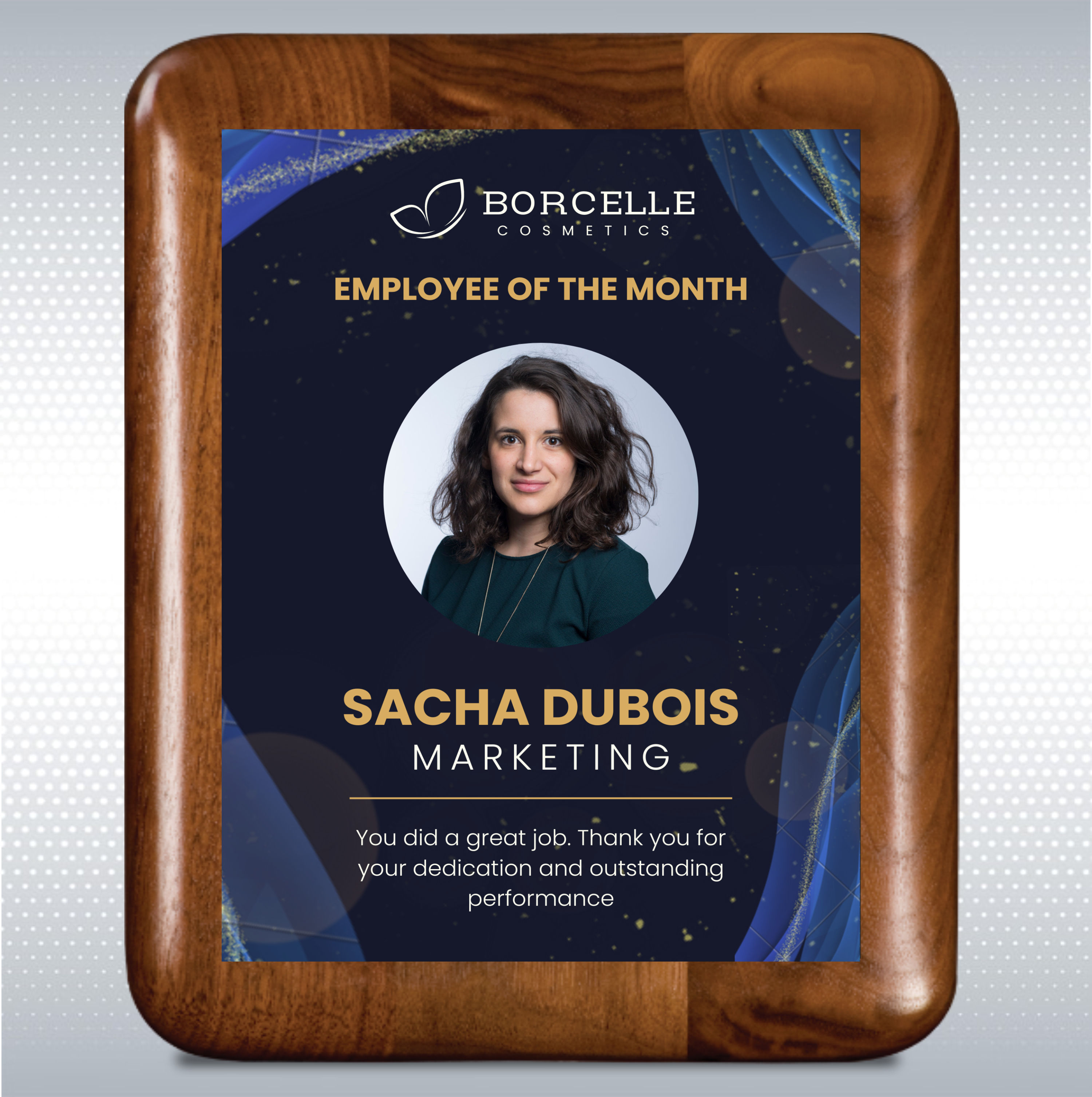 Walnut Elliptical Edge Rounded Plaque/w Sublimated Plate 7
