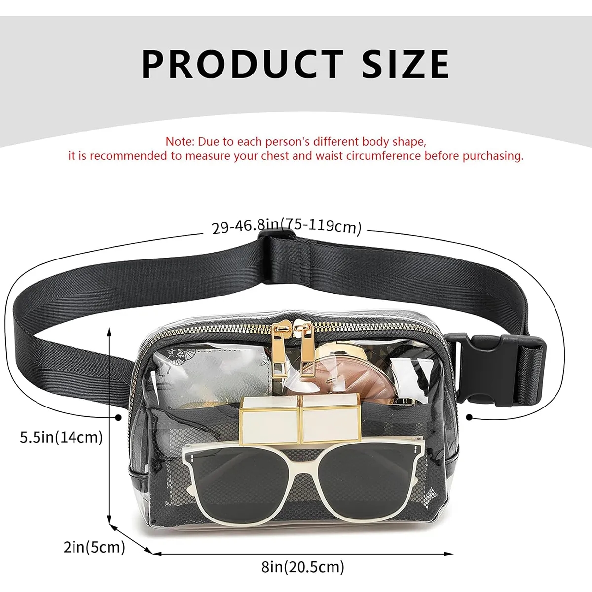 Stadium Approved Unisex Clear Fanny Pack Crossbody Bags 7