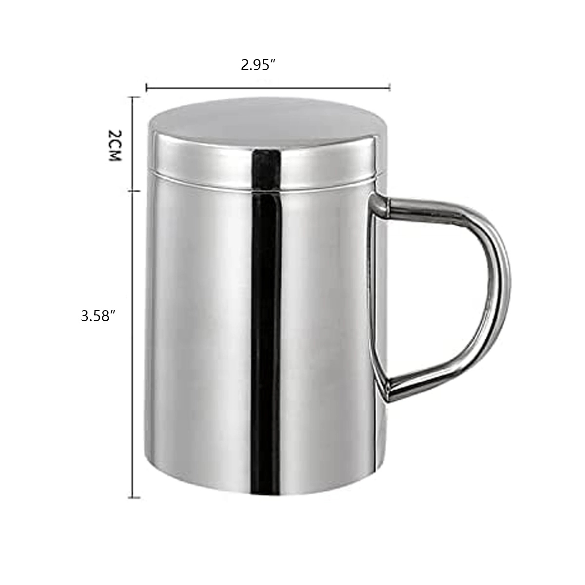 Stainless Steel Coffee Mug With Lid And Handle 1