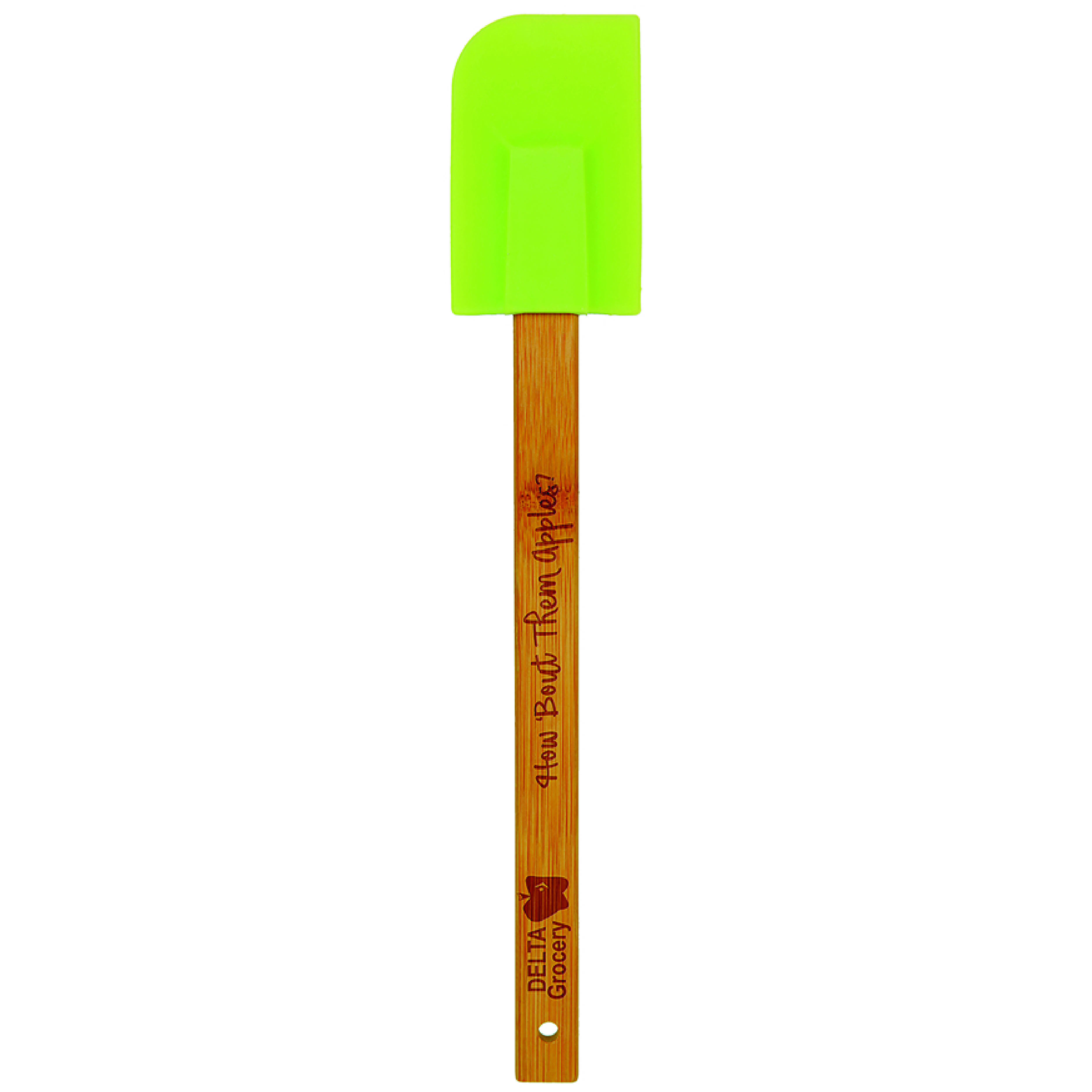 11" Green Silicone Spatula w/ Bamboo Handle