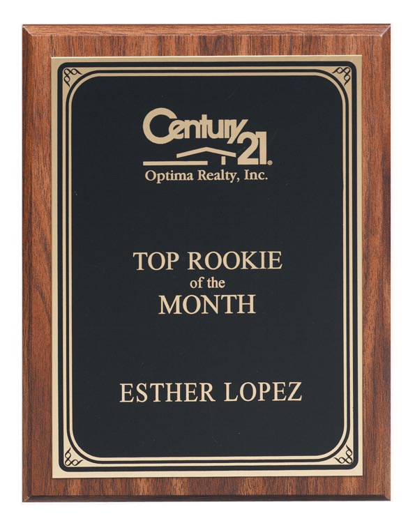 Walnut Veneer Plaque w/Black Brass Plate (7"x9") 1