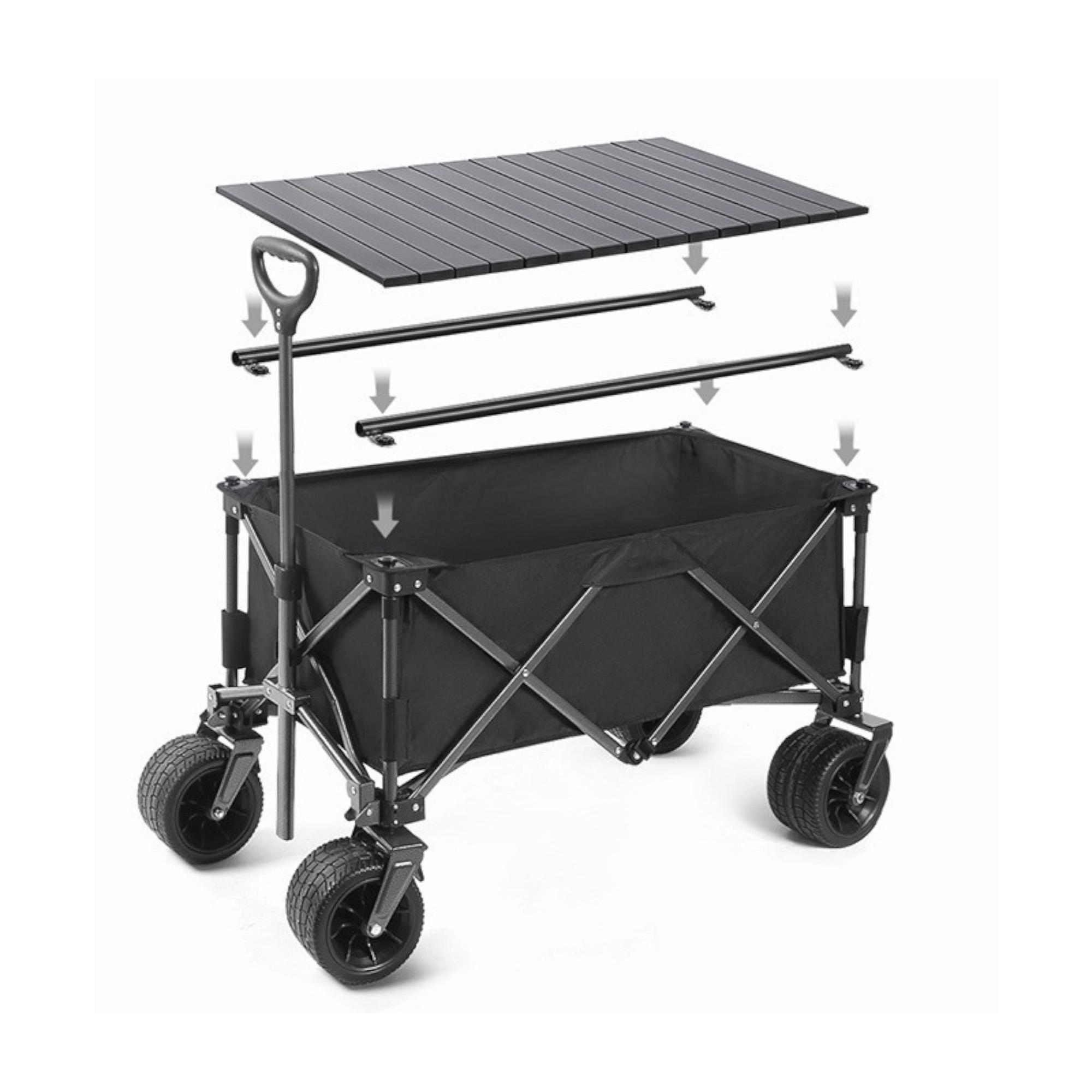 150L Portable 4 Large Wheels Foldable Wagon Hand Truck Cart Trolley For Camping 4