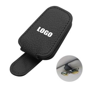 Triangle PU Leather Glasses Storage Clip With Magnetic Suction 5