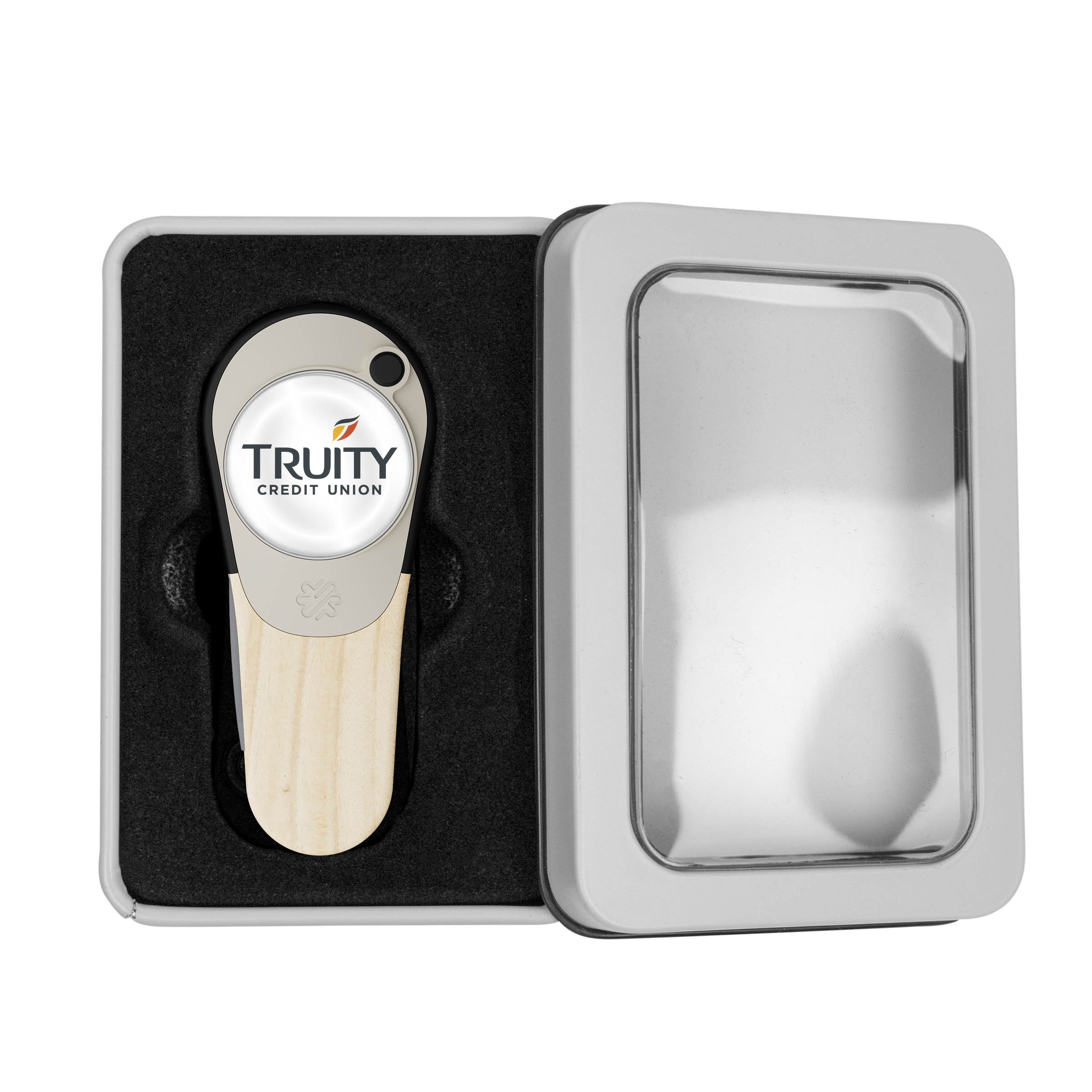 Pitchfix Woodie Golf Divot Repair Tool in Window Tin 8