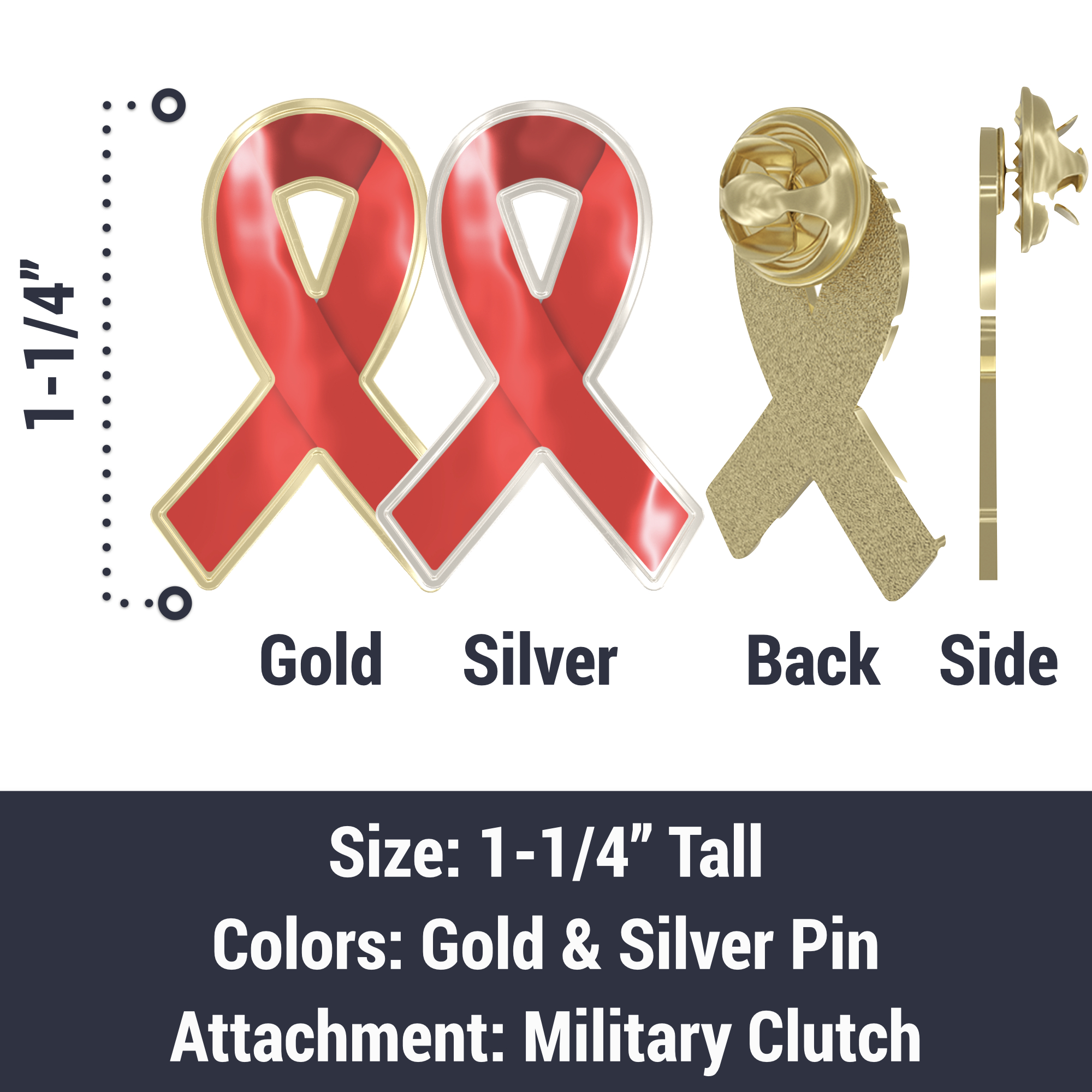 Texture Tone® Ribbon Awareness Shaped Lapel Pin 10