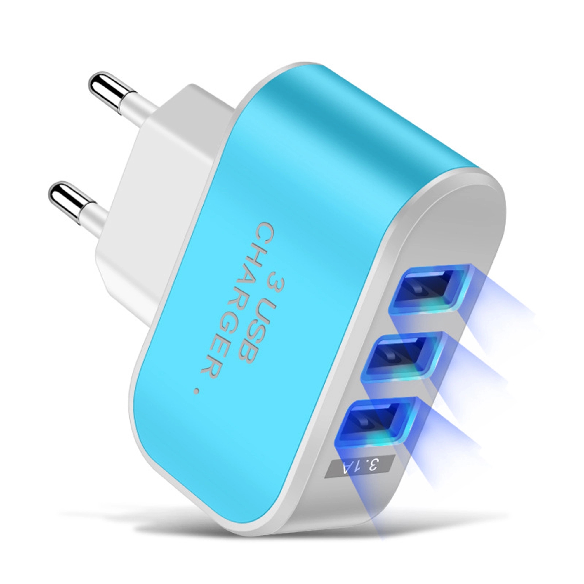 3 Hole USB LED Hotel Office Charger Plug 3