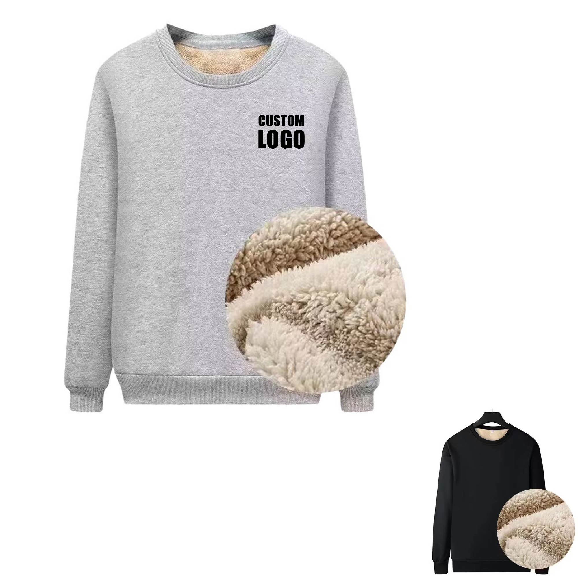 MOQ 5 pcs Loose-Fit Fleece-Lined Sweatshirt 3