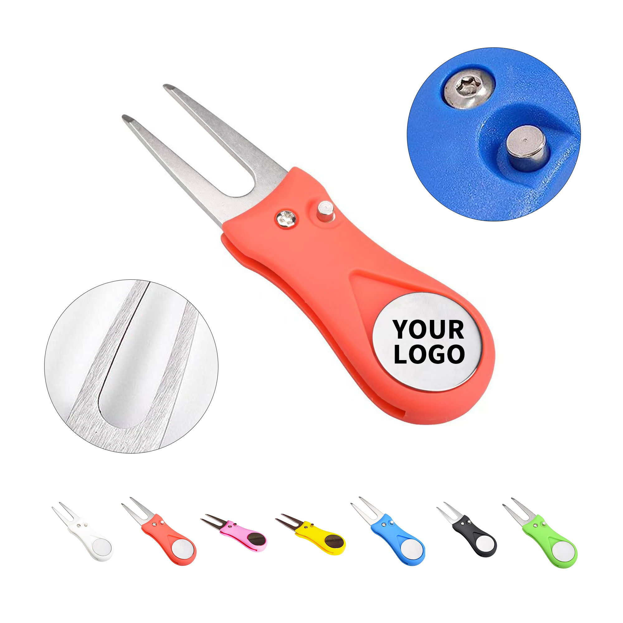 Foldable Golf Divot Tool With Spring Button And Marker 4